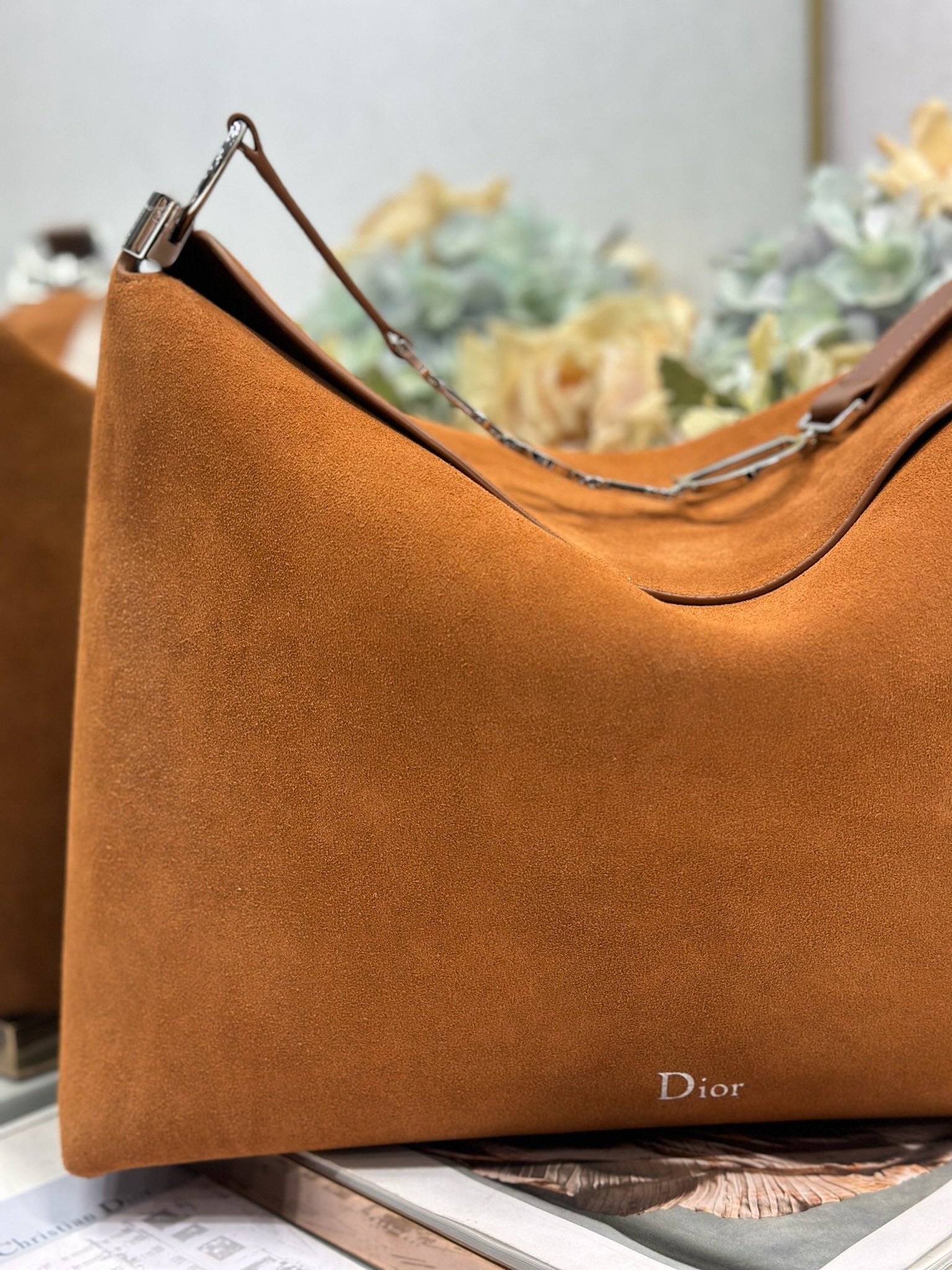 DIOR 26S DIORLY BAG 39 IN BROWN SUEDE