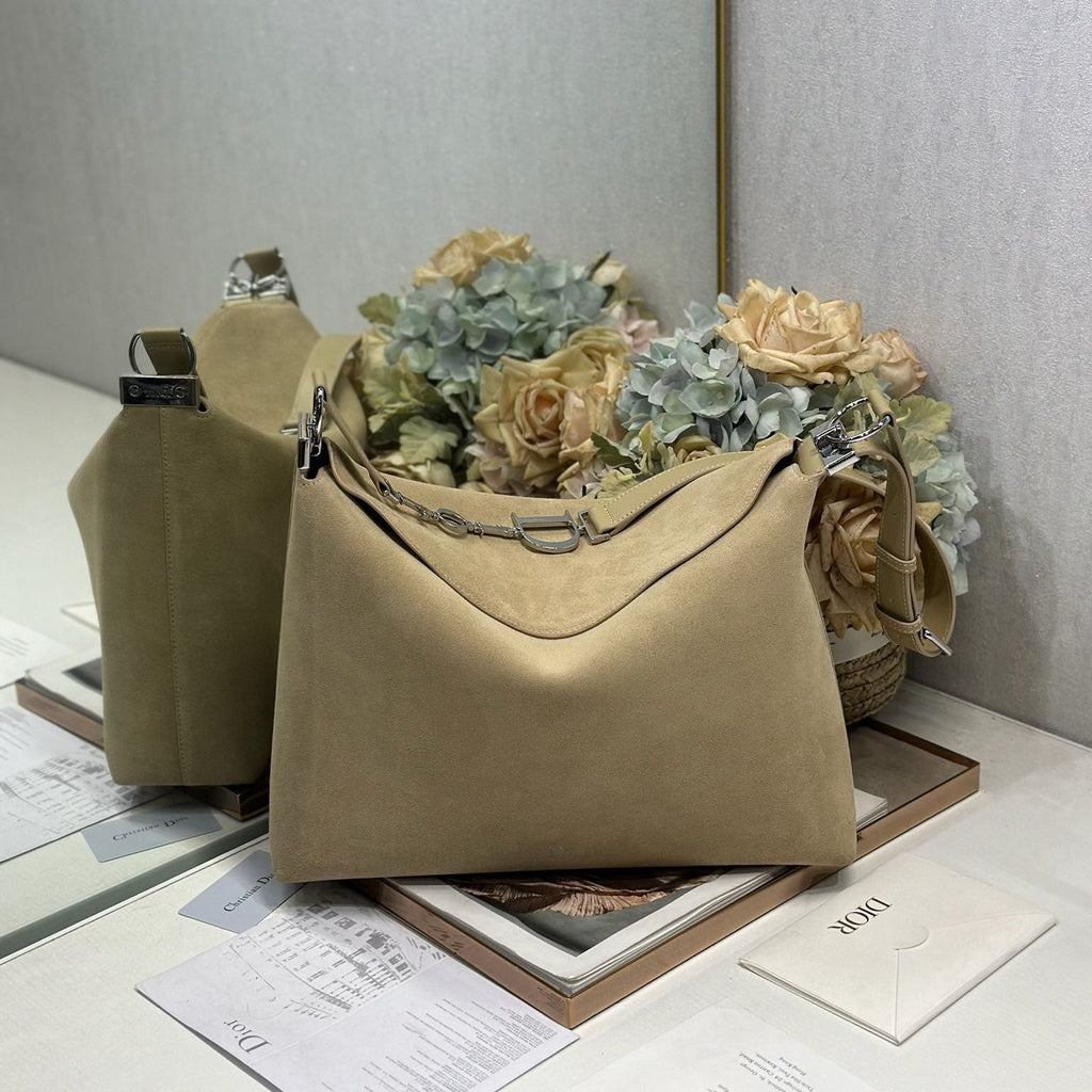 DIOR 26S DIORLY BAG 39 IN BEIGE SUEDE