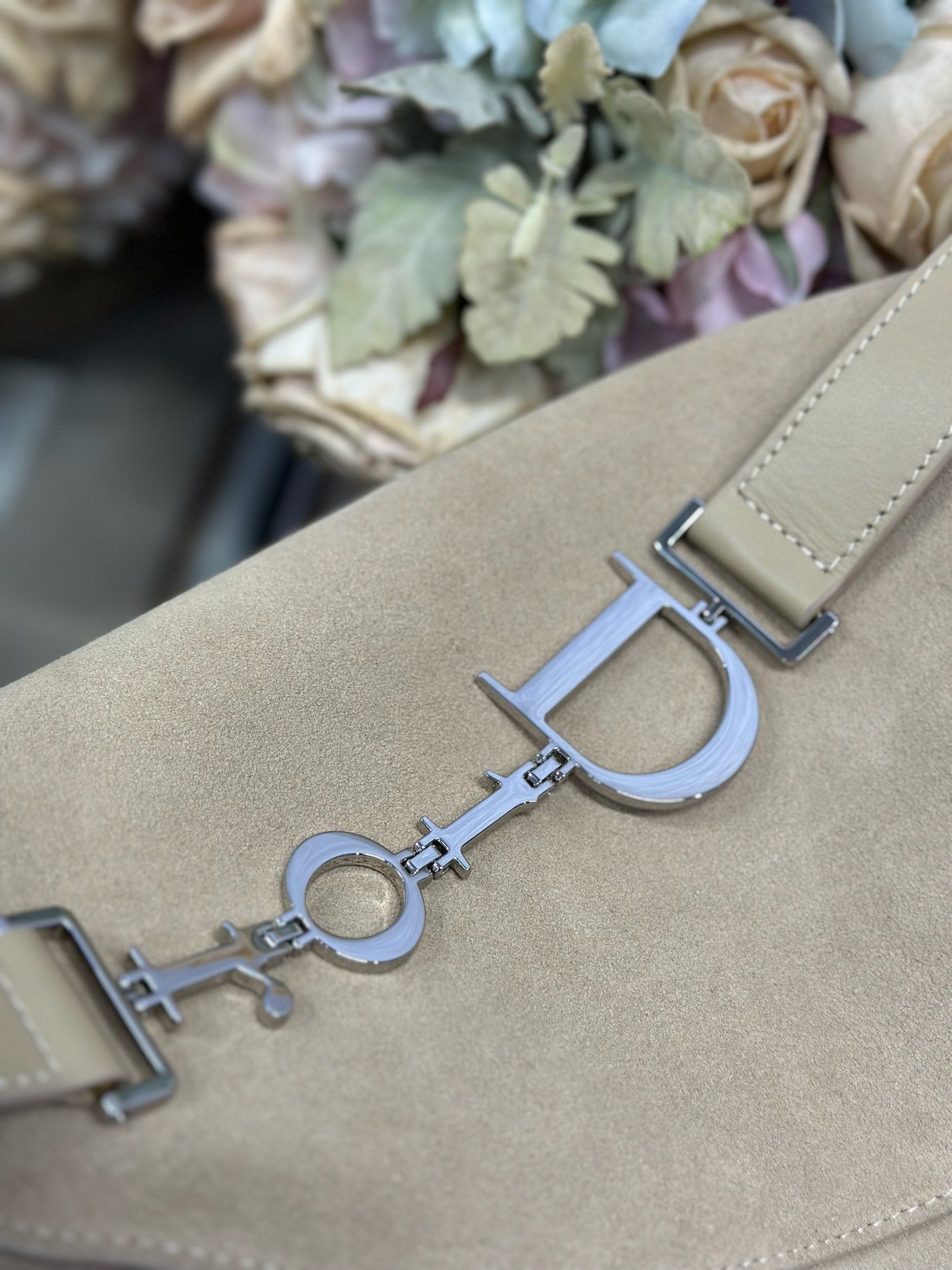 DIOR 26S DIORLY BAG 39 IN BEIGE SUEDE