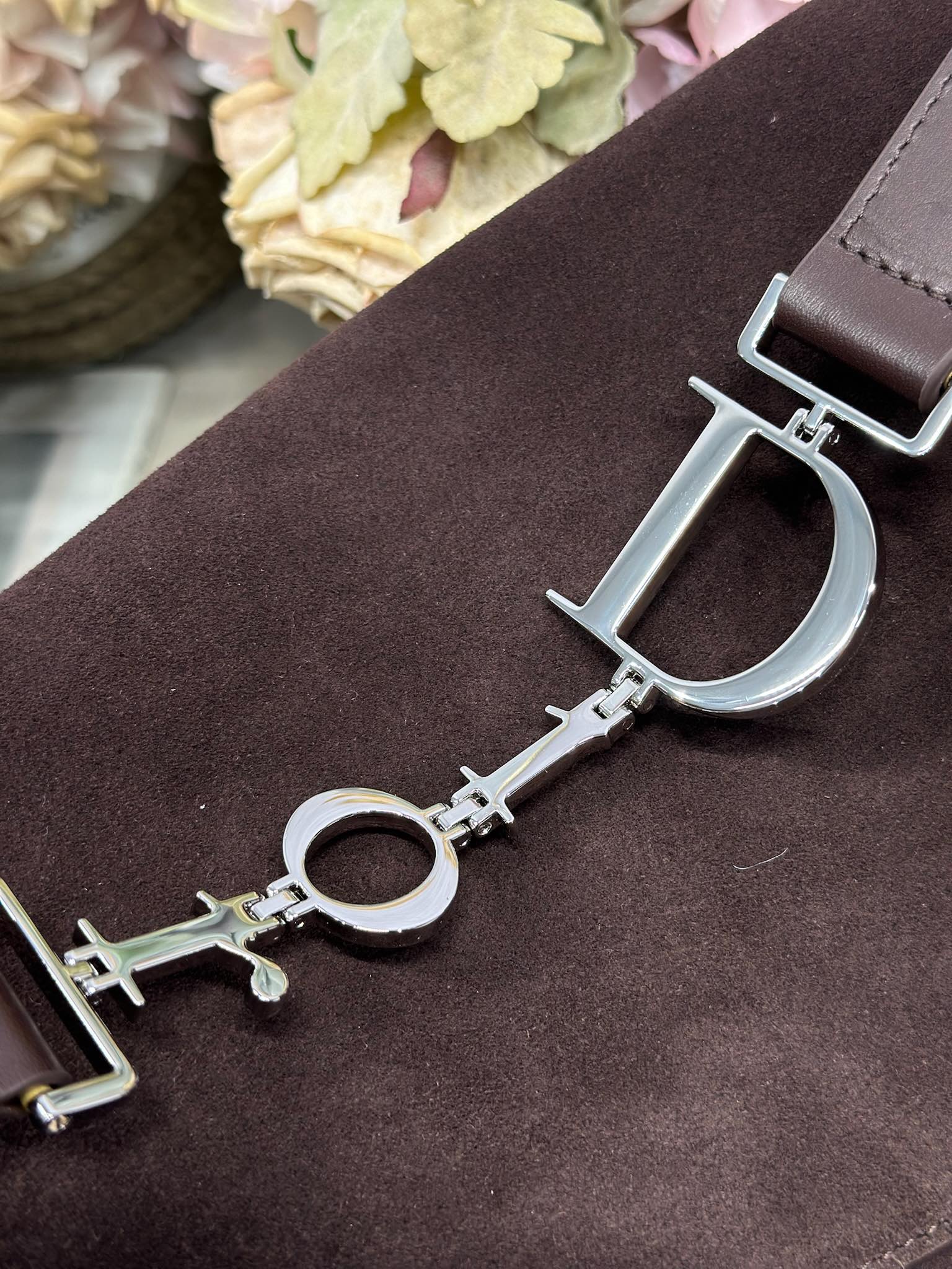 DIOR 26S DIORLY BAG 39 IN DARK BROWN SUEDE