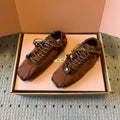 MIUMIU 26S SNEAKERS IN CHOCOLATE BROWN PLUME SATIN