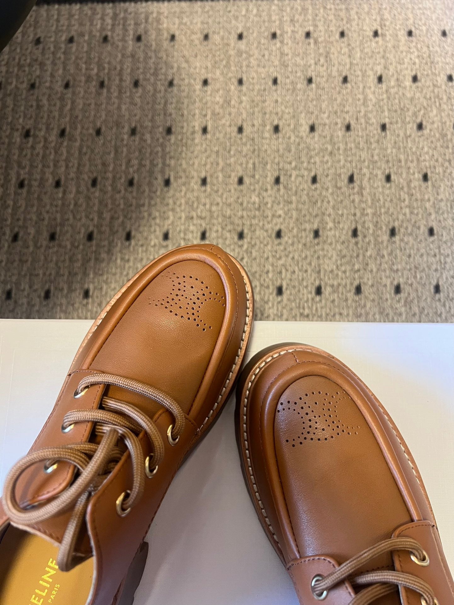CELINE 26S LACE-UP LOAFERS IN BROWN CALFSKIN