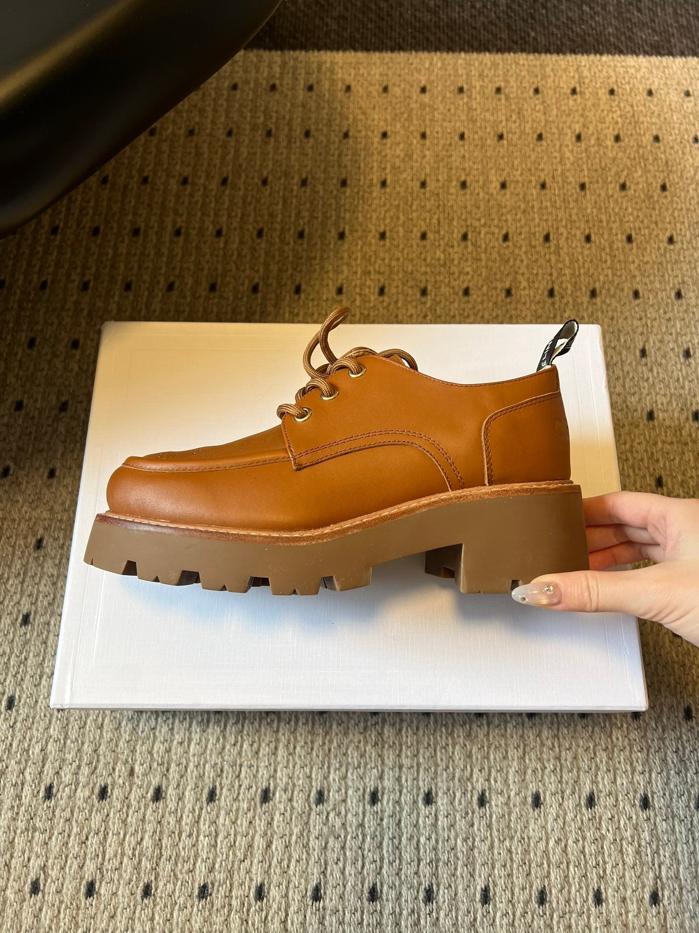 CELINE 26S LACE-UP LOAFERS IN BROWN CALFSKIN
