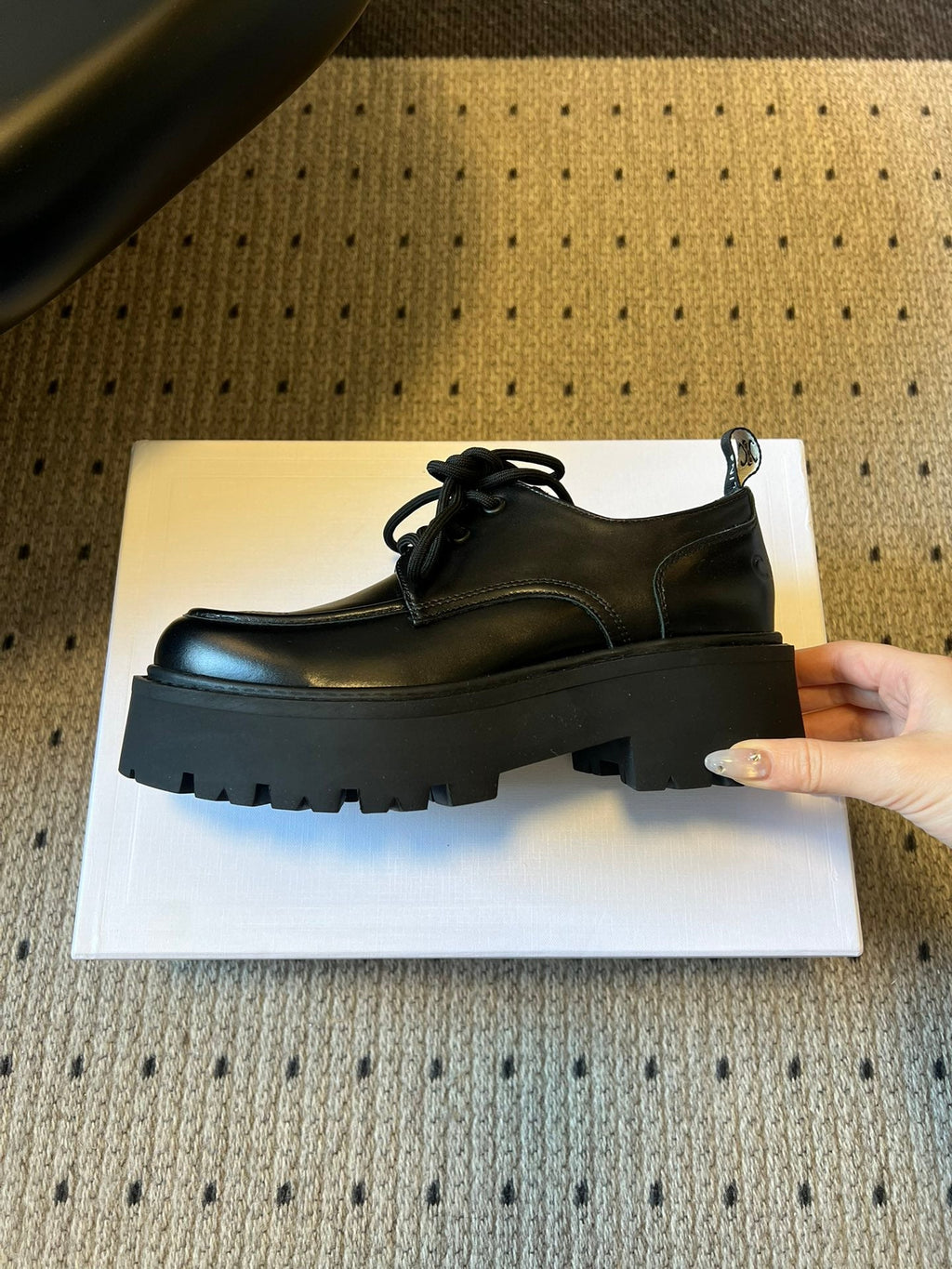 CELINE 26S LACE-UP LOAFERS IN BLACK CALFSKIN