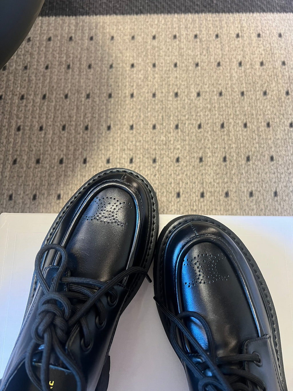 CELINE 26S LACE-UP LOAFERS IN BLACK CALFSKIN