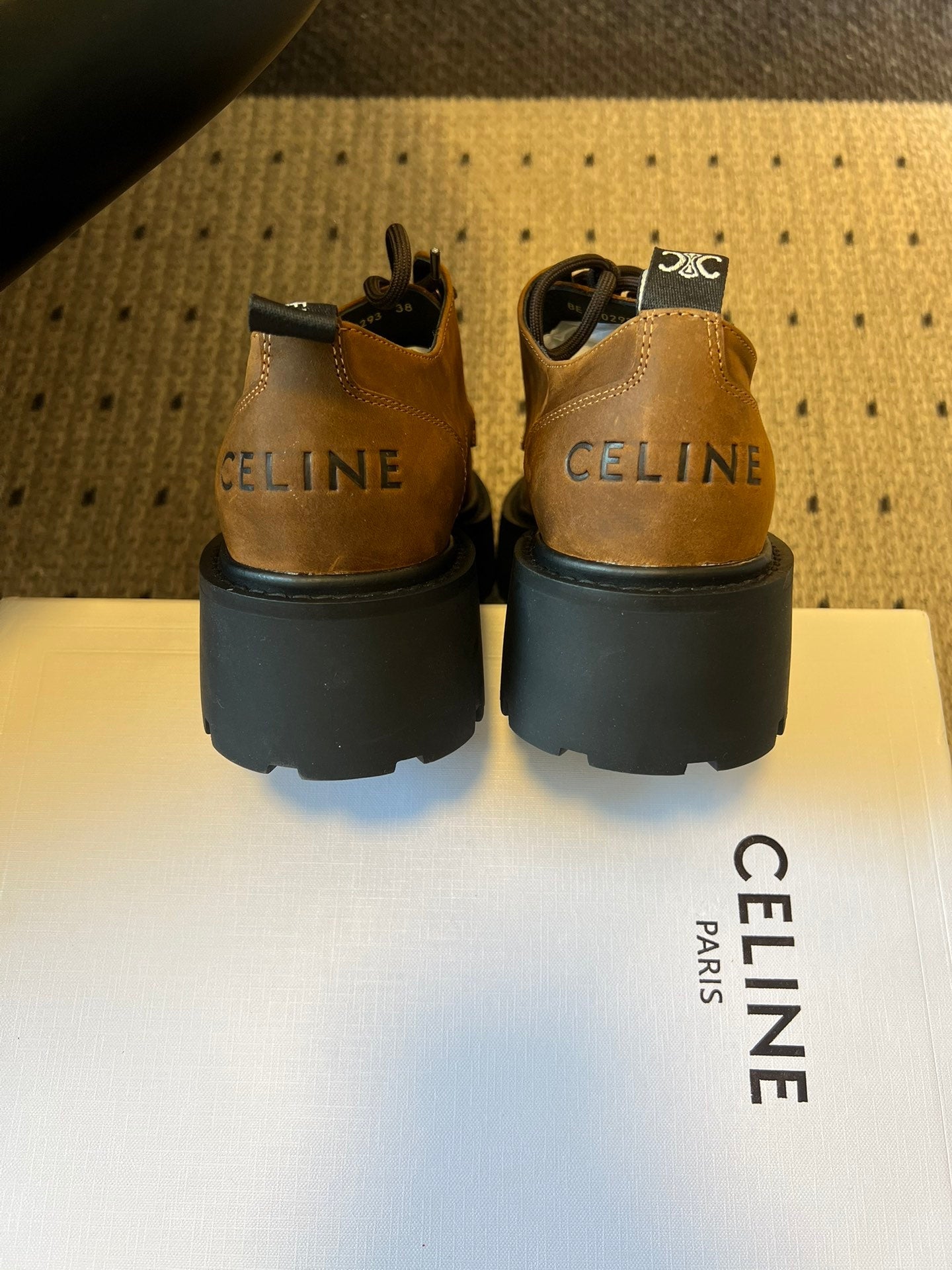 CELINE 26S LACE-UP LOAFERS IN DARK BROWN CALFSKIN