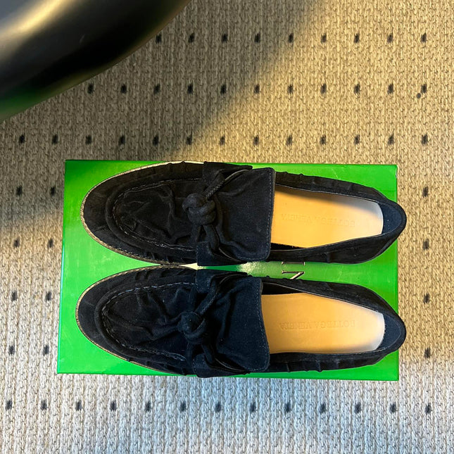 BOTTEGA VENETA 26S LOAFERS IN BLACK SUEDE