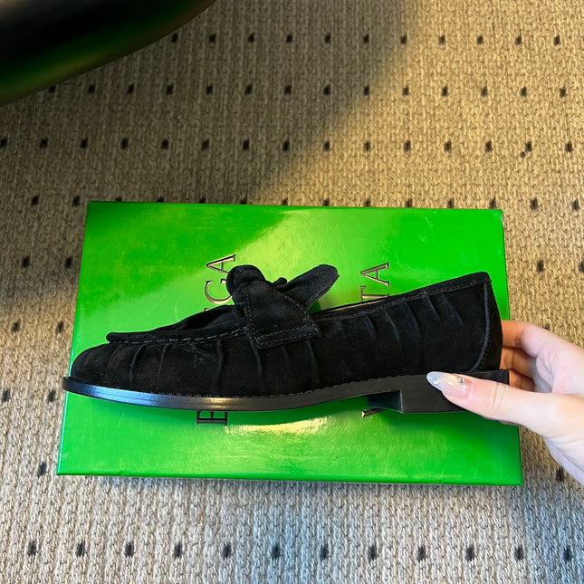BOTTEGA VENETA 26S LOAFERS IN BLACK SUEDE