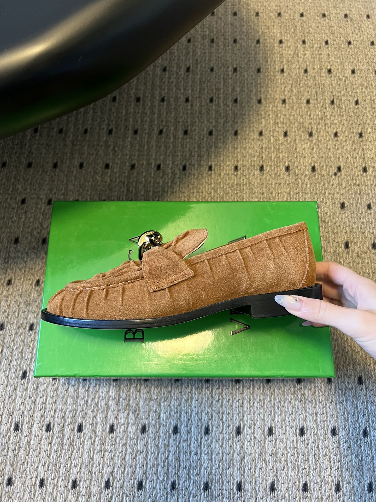 BOTTEGA VENETA 26S LOAFERS IN BROWN SUEDE WITH GOLD HARDWARE