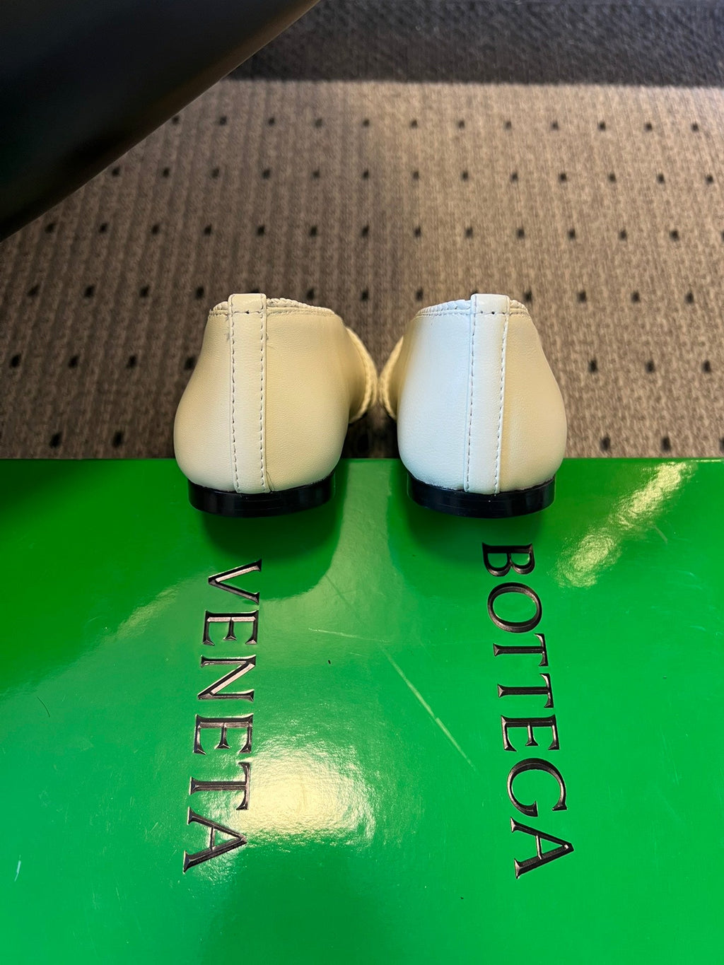 BOTTEGA VENETA 26S ESPADRILLE BALLET FLATS IN WHITE LAMBSKIN