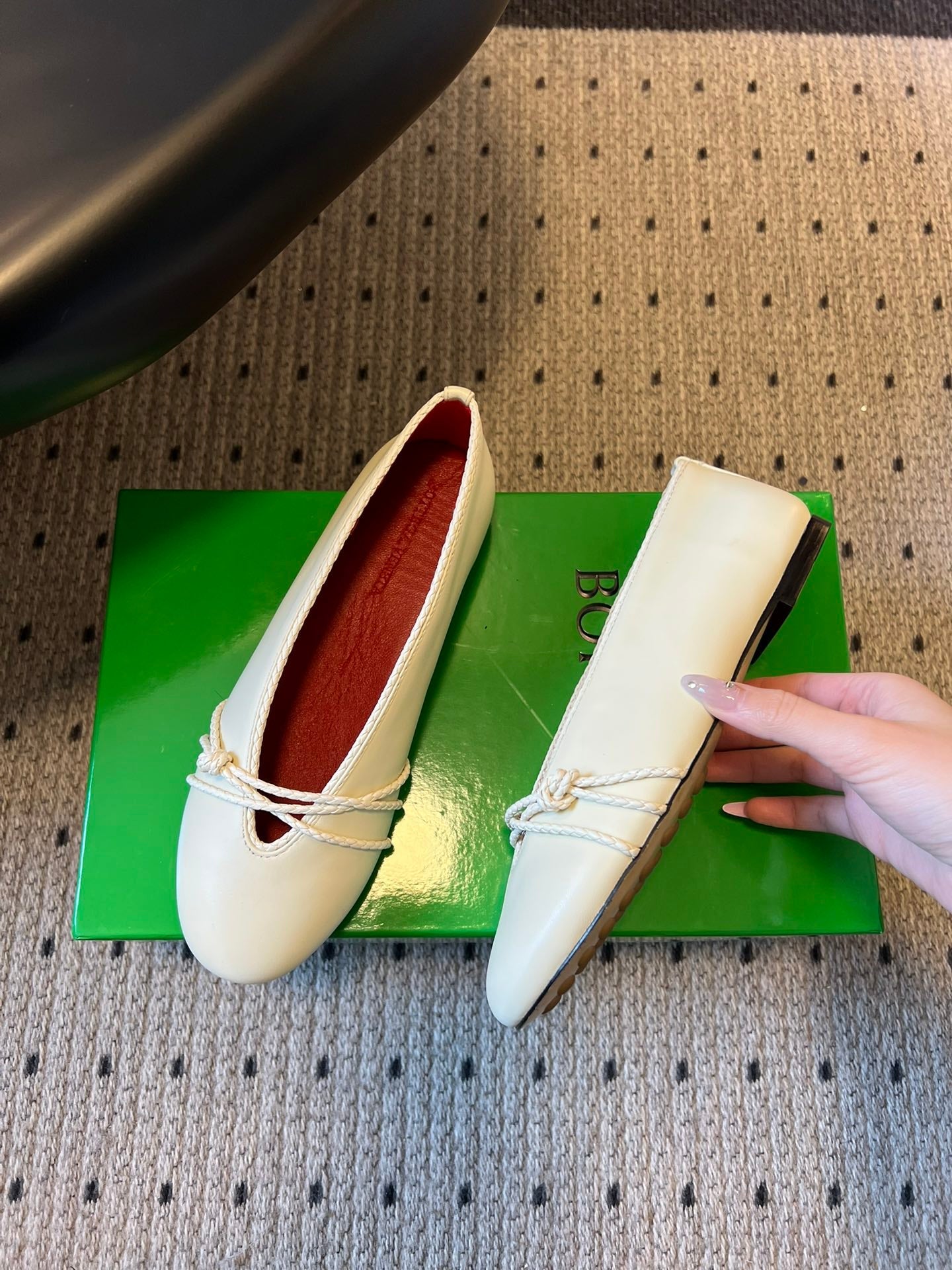 BOTTEGA VENETA 26S ESPADRILLE BALLET FLATS IN WHITE LAMBSKIN