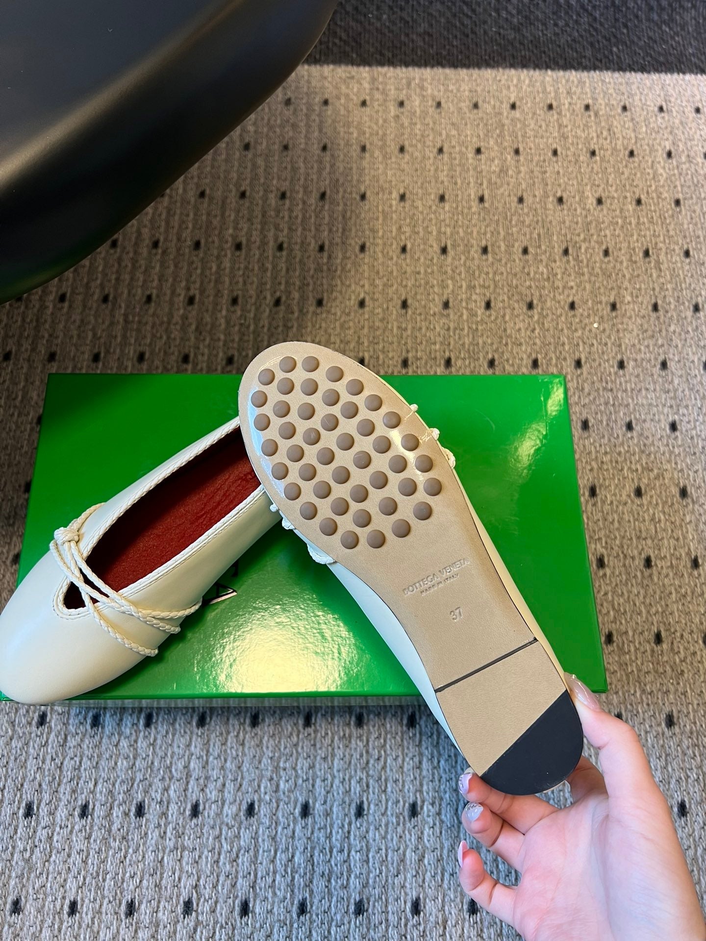 BOTTEGA VENETA 26S ESPADRILLE BALLET FLATS IN WHITE LAMBSKIN