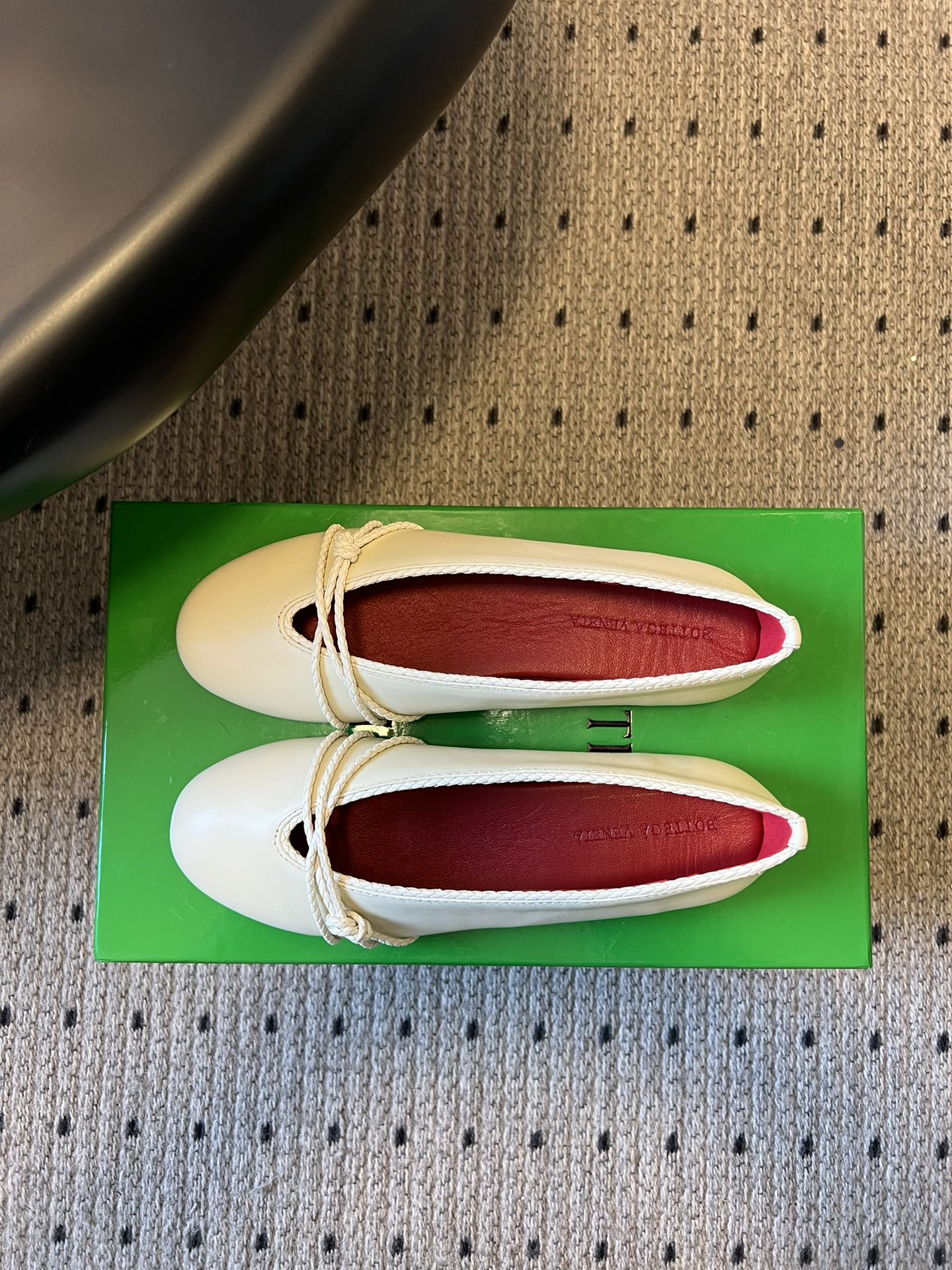 BOTTEGA VENETA 26S ESPADRILLE BALLET FLATS IN WHITE LAMBSKIN