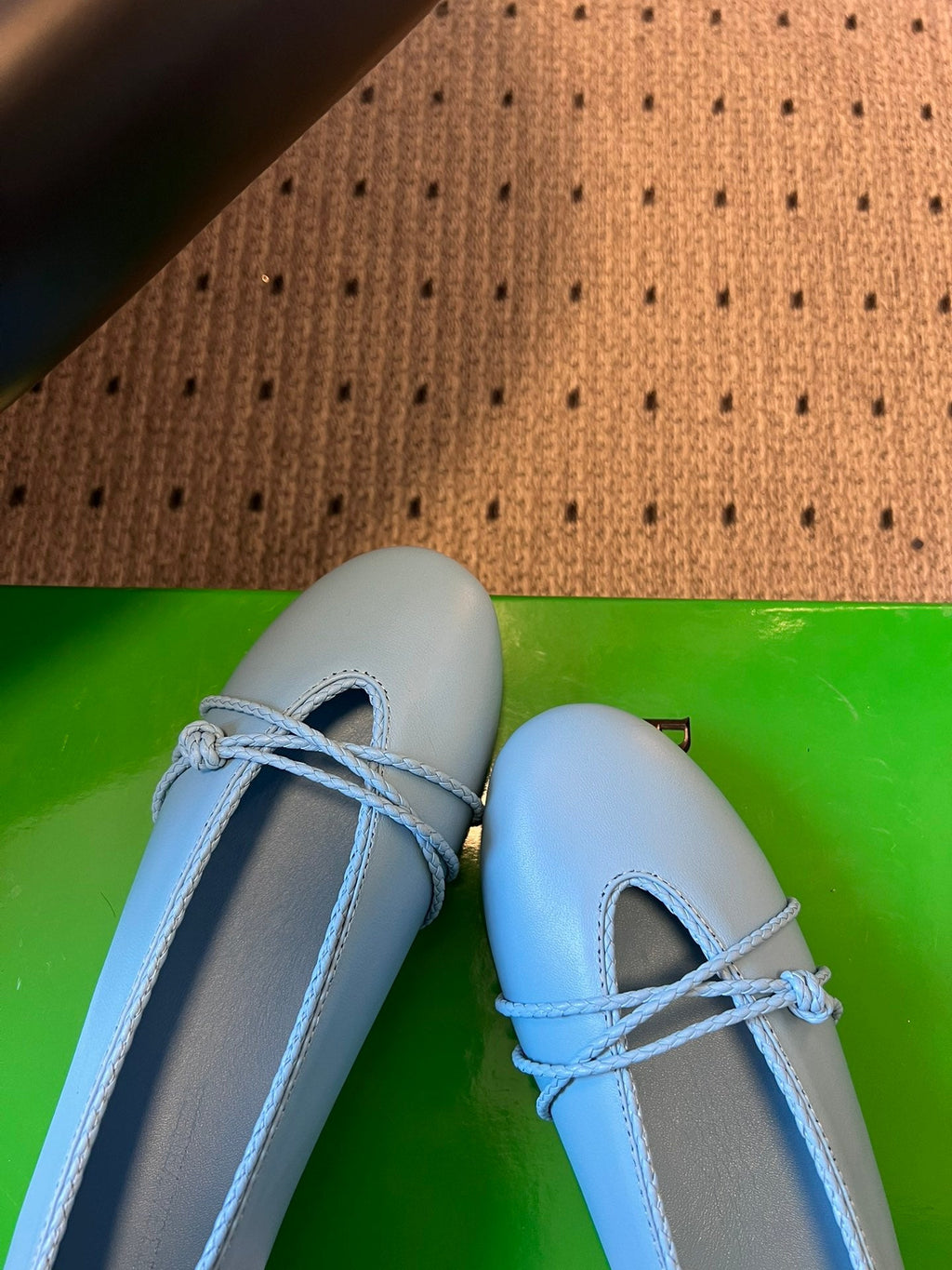 BOTTEGA VENETA 26S ESPADRILLE BALLET FLATS IN BLUE LAMBSKIN