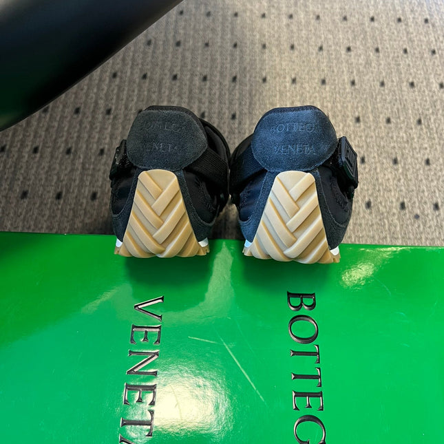 BOTTEGA VENETA 26S MARY JANE SNEAKER IN BLACK SUEDE AND FABRIC