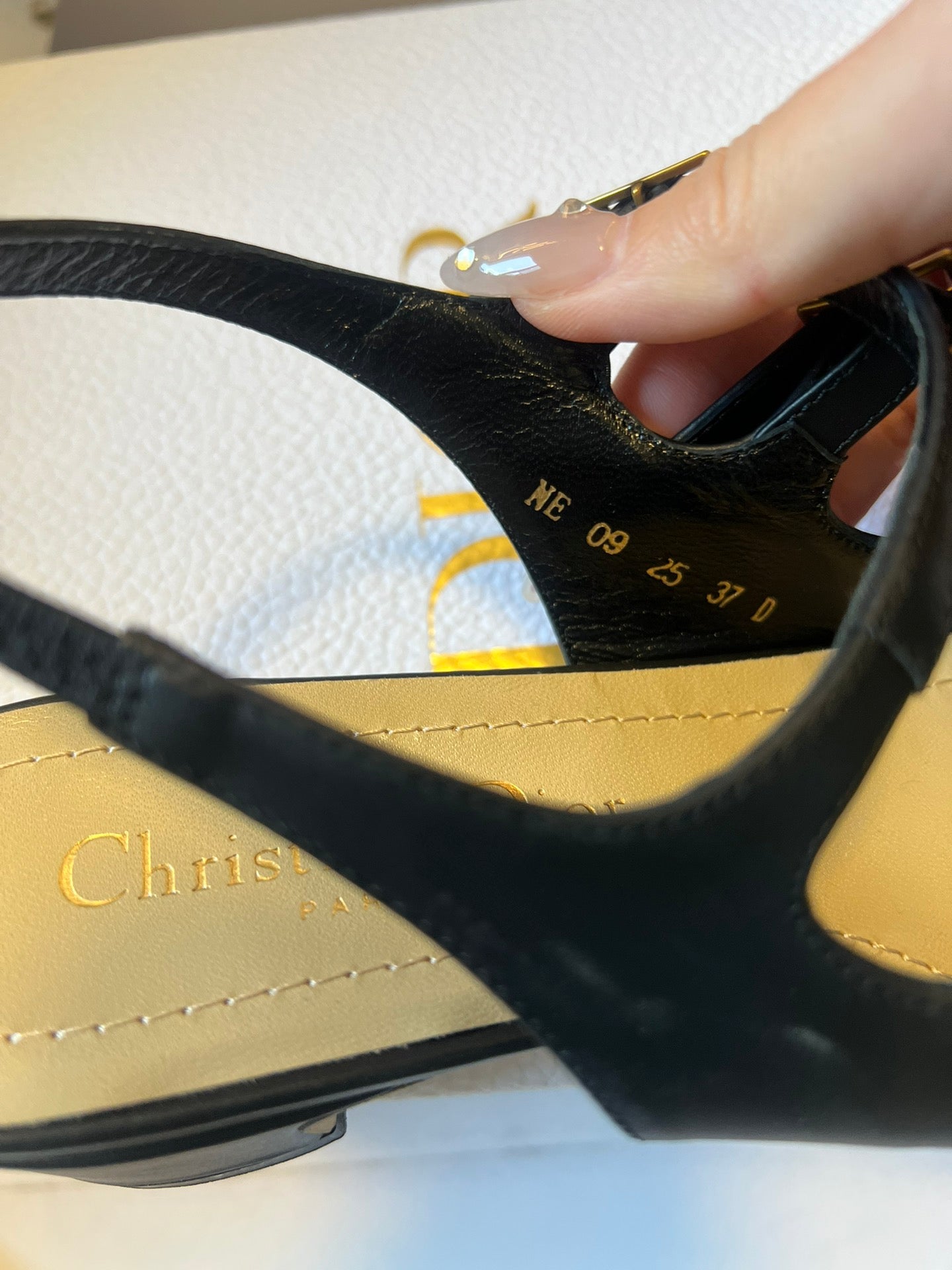 DIOR 26S CHERIE SLINGBACK PUMP 45MM IN BLACK CALFSKIN GOLD HARDWARE