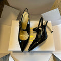 DIOR 26S SLINGBACK PUMP 90MM IN BLACK PATENT CALFSKIN GOLD HARDWARE