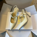 DIOR 26S SLINGBACK PUMP 90MM IN CREAM WHITE CALFSKIN GOLD HARDWARE