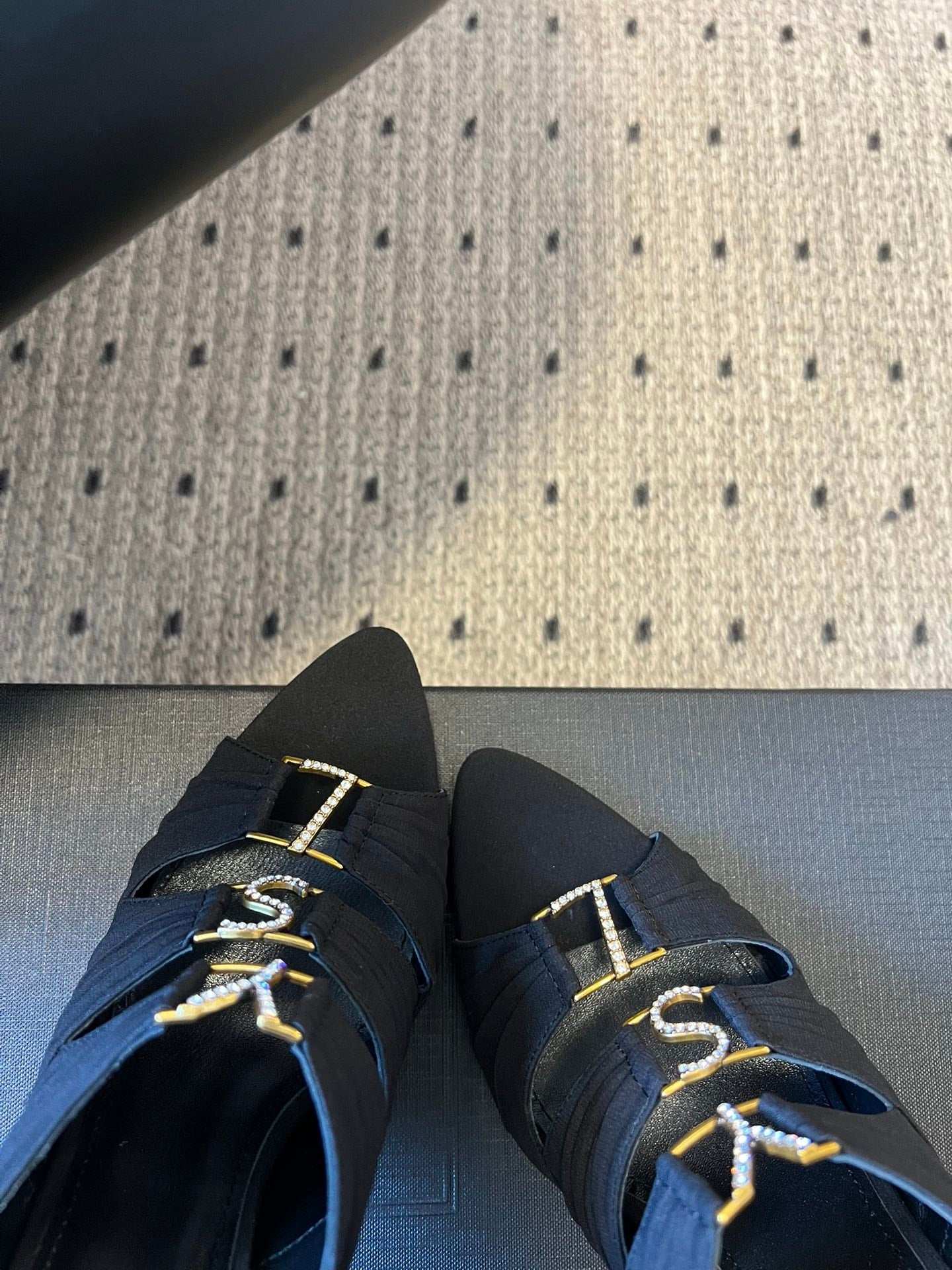 YSL 26S HEELED SANDALS 100 MM IN BLACK FABRIC