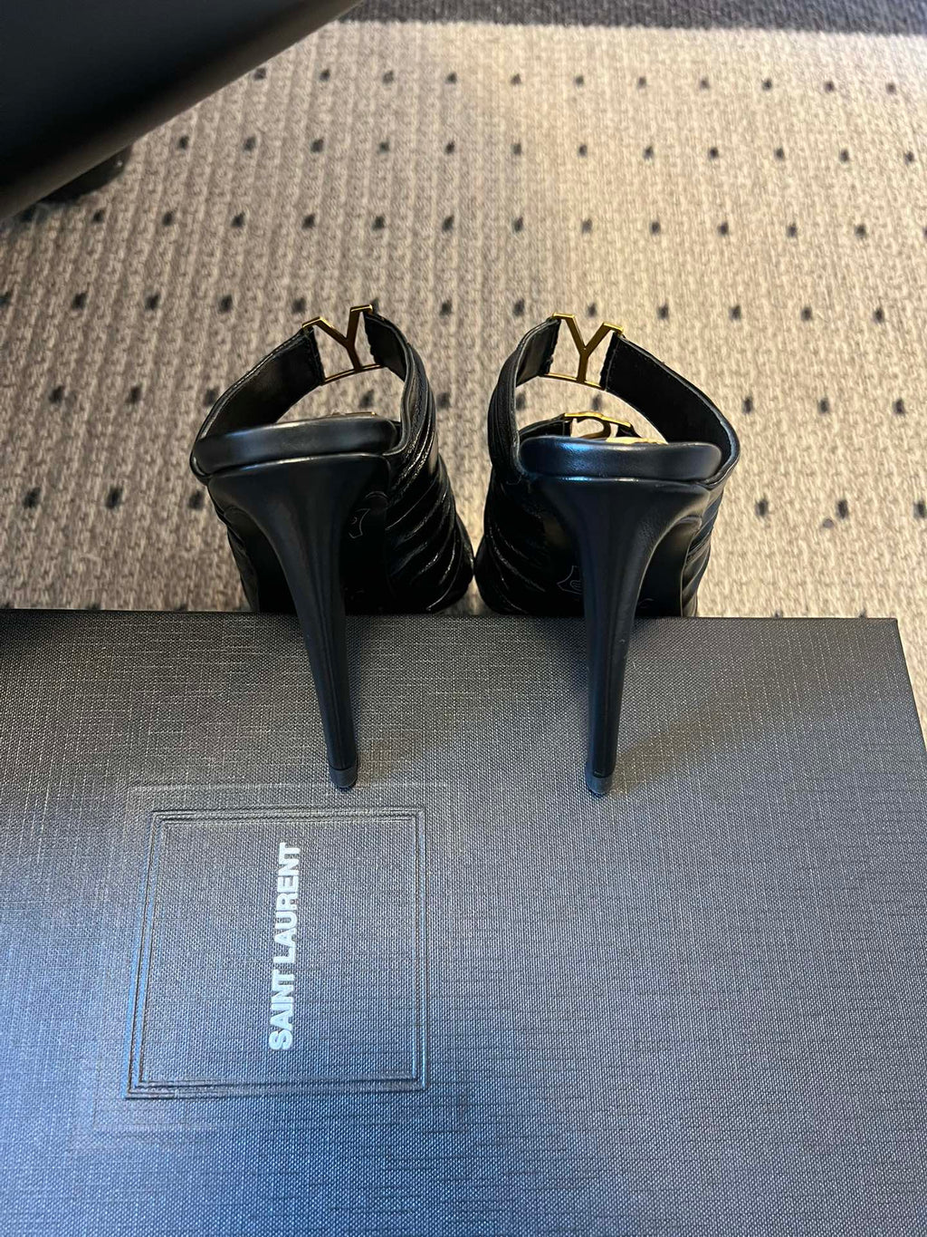 YSL 26S HEELED SANDALS 100 MM IN BLACK LAMBSKIN