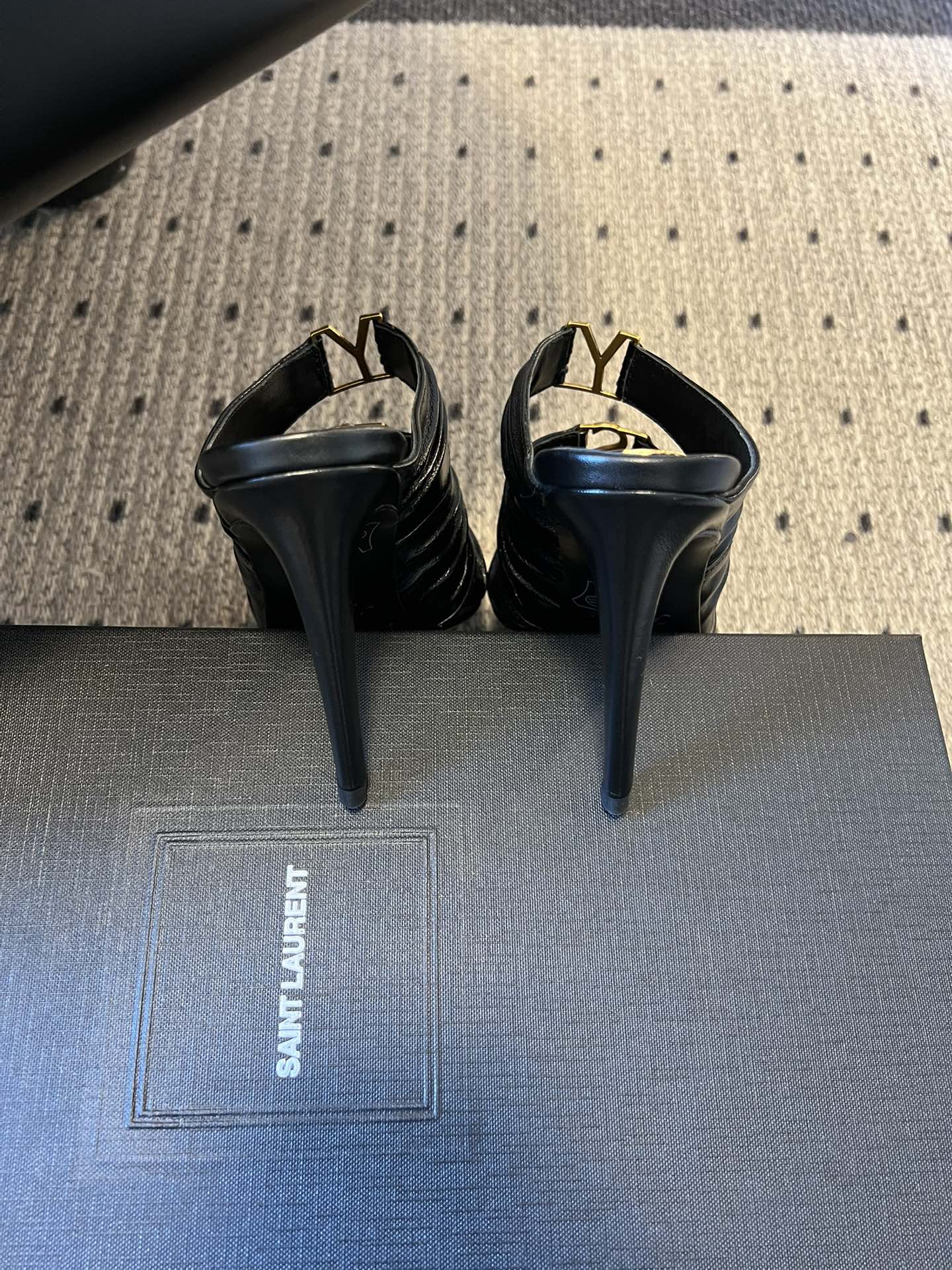 YSL 26S HEELED SANDALS 100 MM IN BLACK LAMBSKIN