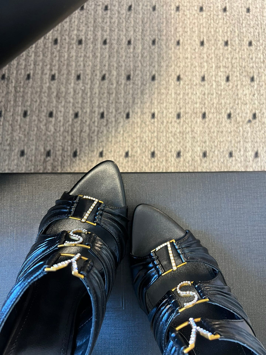 YSL 26S HEELED SANDALS 100 MM IN BLACK LAMBSKIN