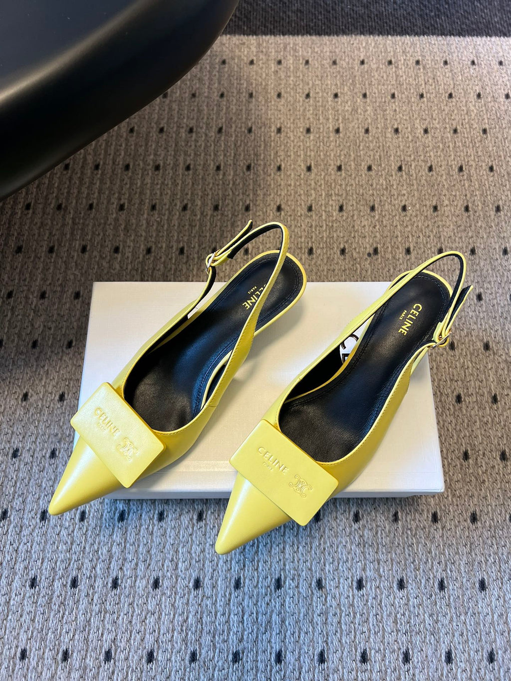 CELINE 26S HIGH-HEEL SLINGBACK 55 MM IN YELLOW CALFSKIN