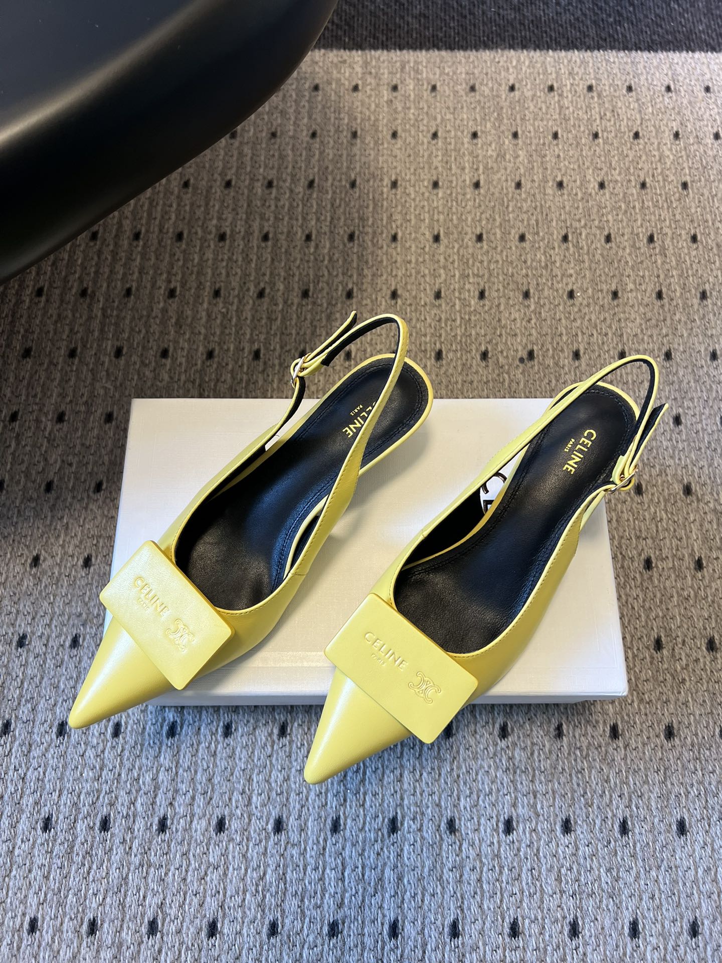 CELINE 26S HIGH-HEEL SLINGBACK 55 MM IN YELLOW CALFSKIN