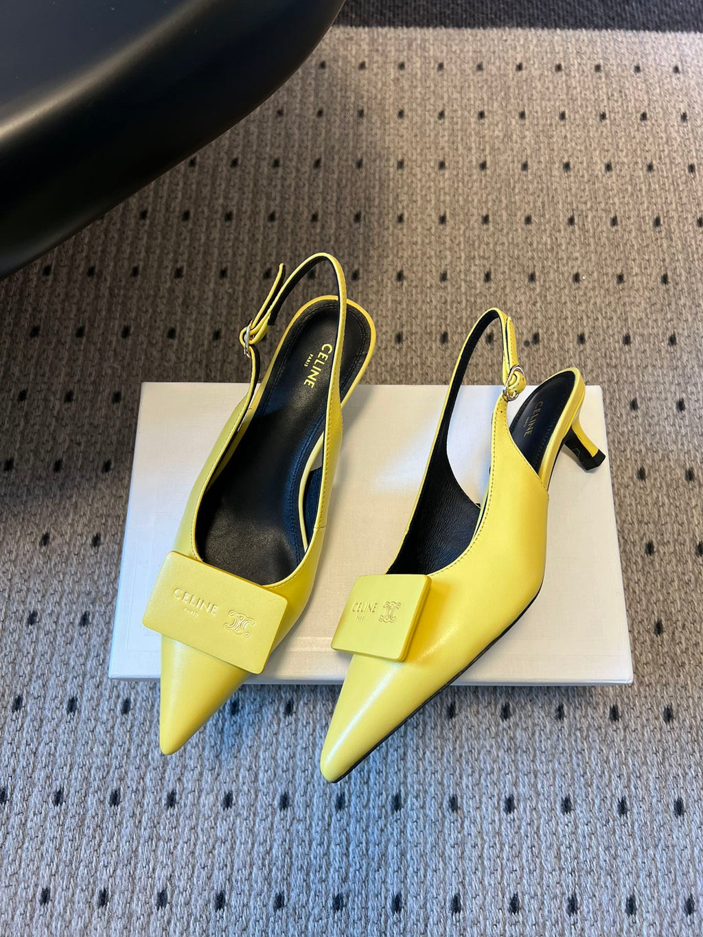 CELINE 26S HIGH-HEEL SLINGBACK 55 MM IN YELLOW CALFSKIN