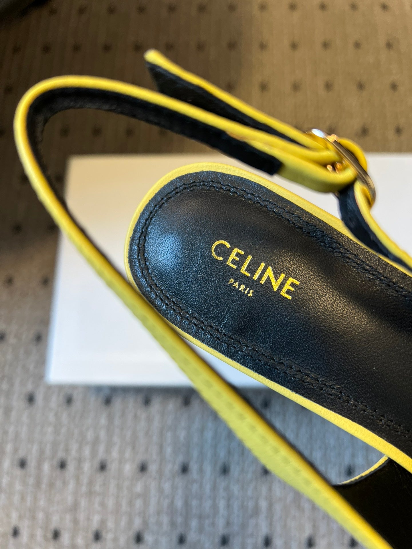 CELINE 26S HIGH-HEEL SLINGBACK 55 MM IN YELLOW CALFSKIN