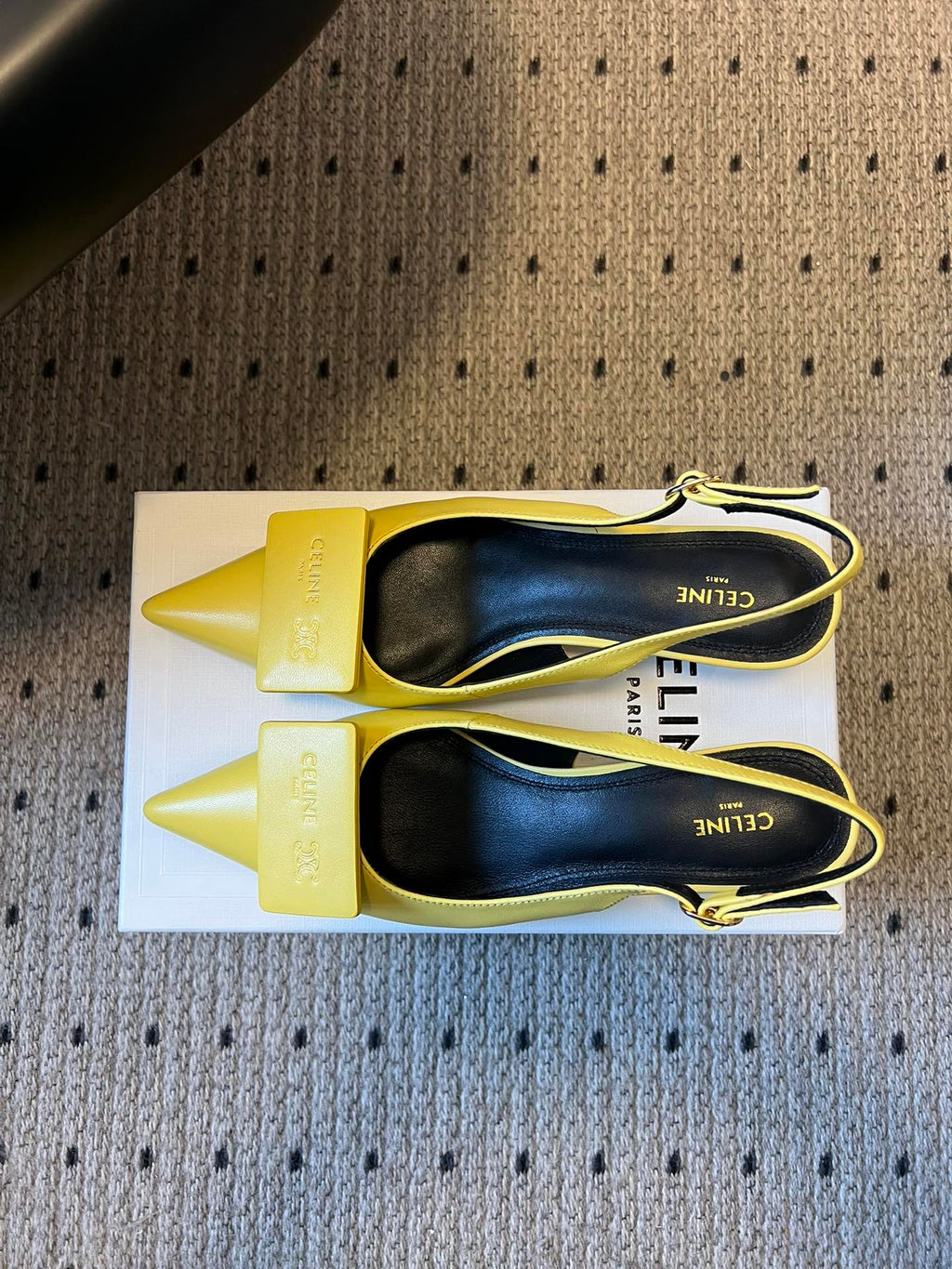 CELINE 26S HIGH-HEEL SLINGBACK 55 MM IN YELLOW CALFSKIN