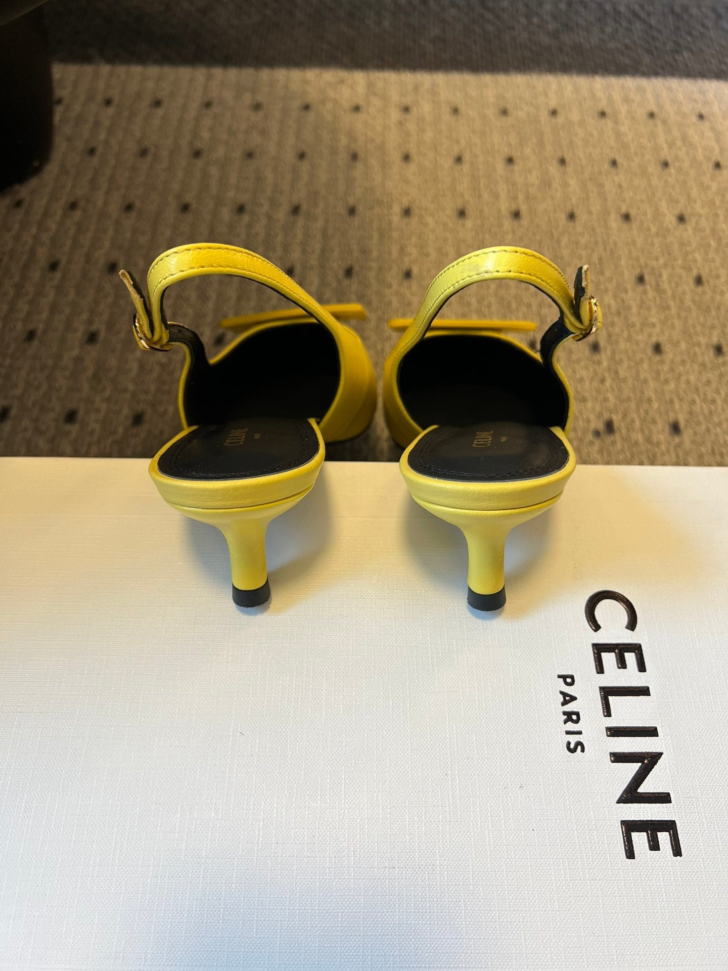 CELINE 26S HIGH-HEEL SLINGBACK 55 MM IN YELLOW CALFSKIN