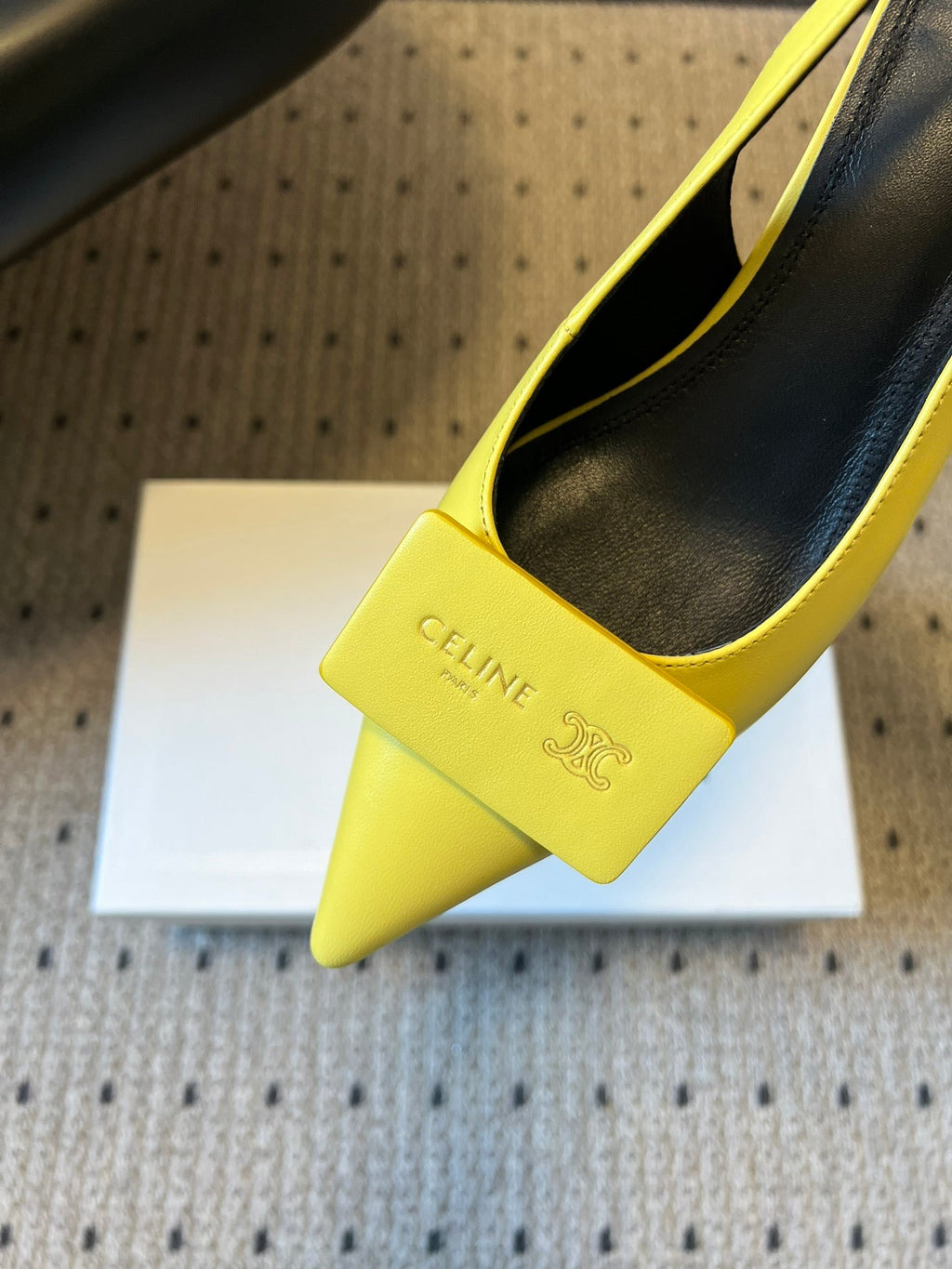 CELINE 26S HIGH-HEEL SLINGBACK 55 MM IN YELLOW CALFSKIN