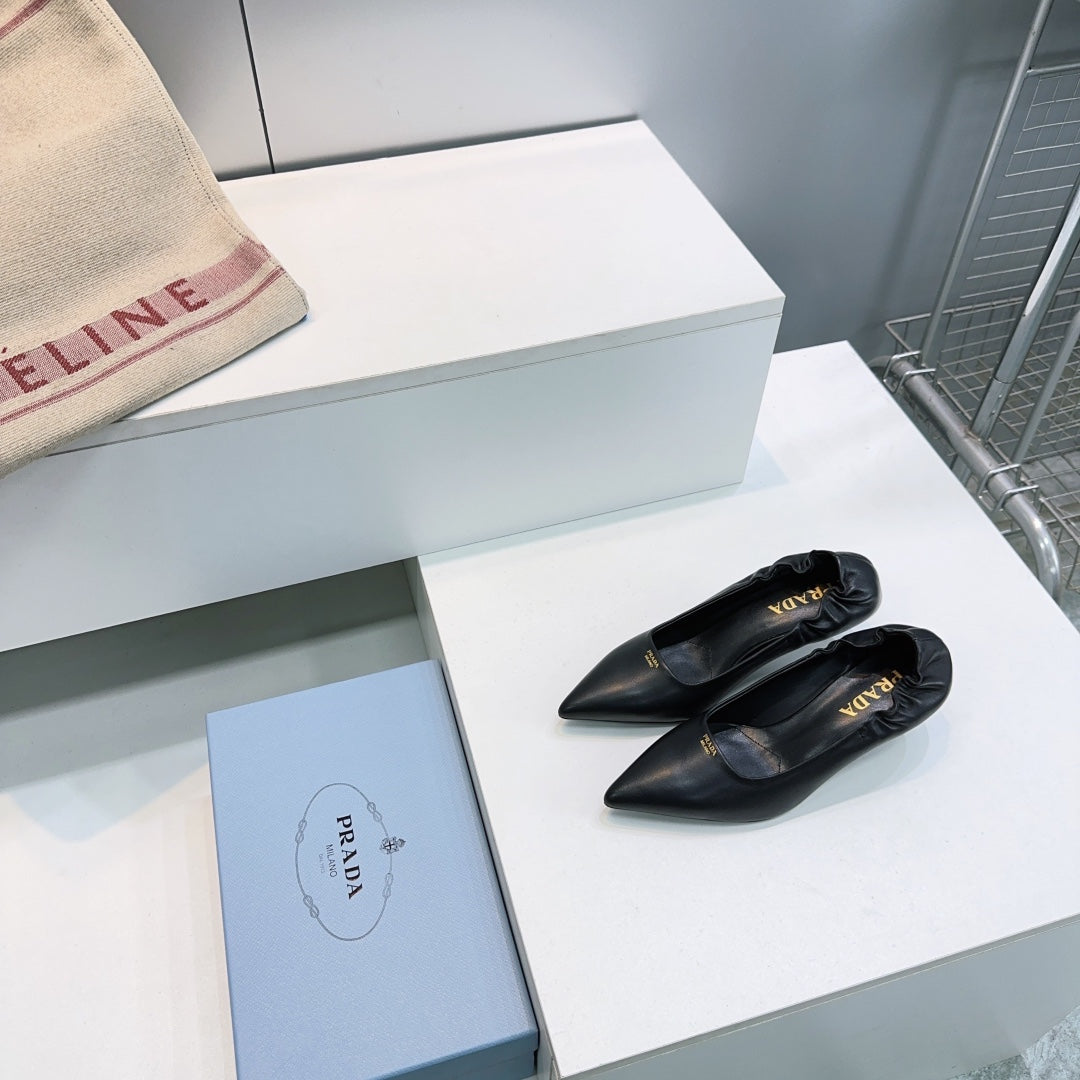 PRADA 26S PUMPS 55MM IN BLACK CALFSKIN