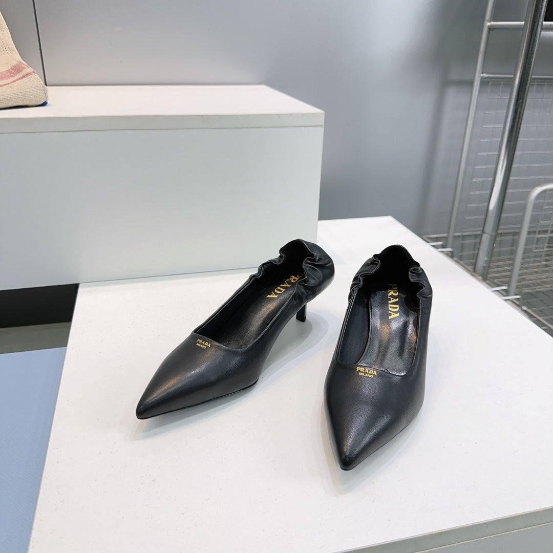 PRADA 26S PUMPS 55MM IN BLACK CALFSKIN
