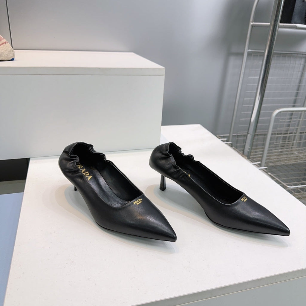 PRADA 26S PUMPS 55MM IN BLACK CALFSKIN