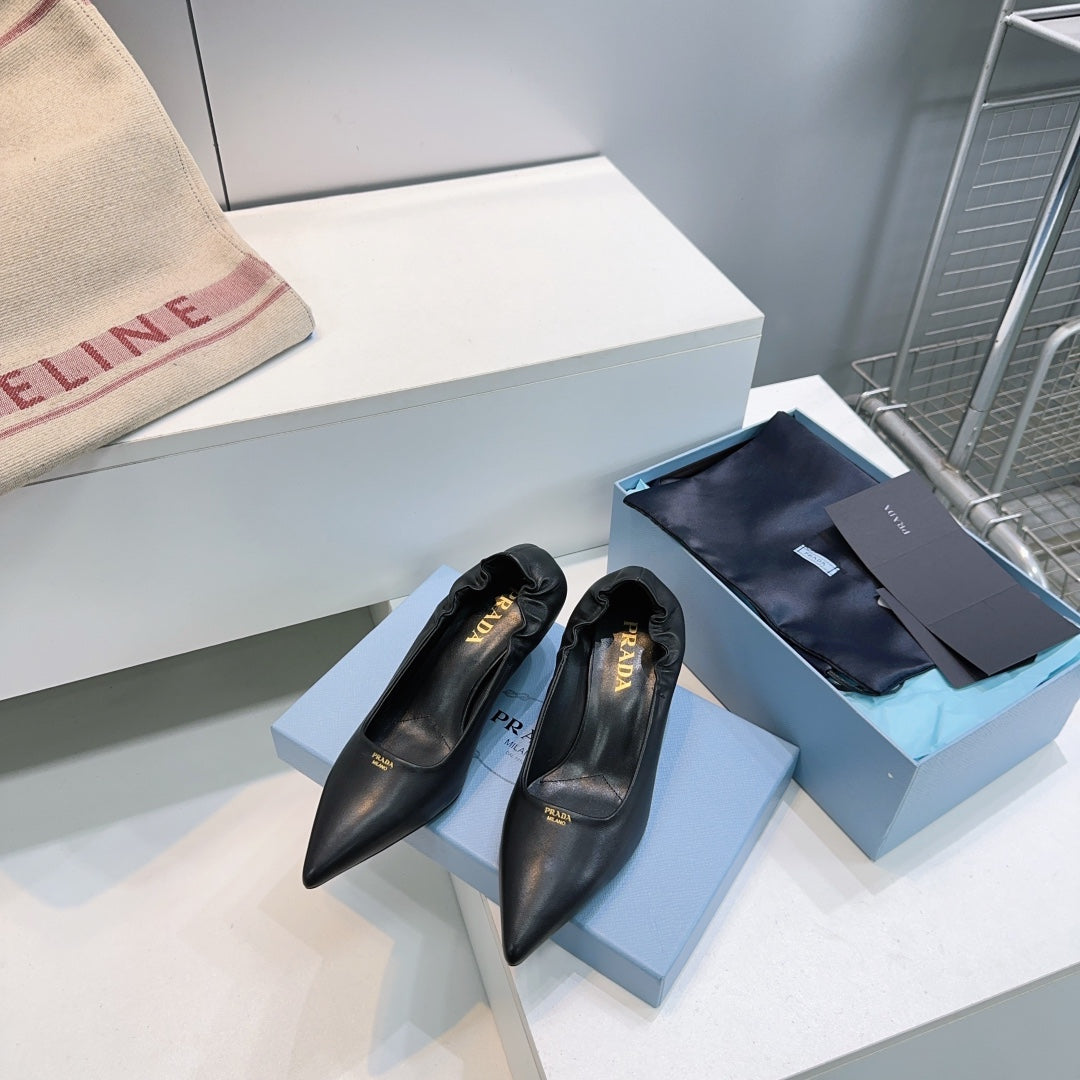 PRADA 26S PUMPS 55MM IN BLACK CALFSKIN