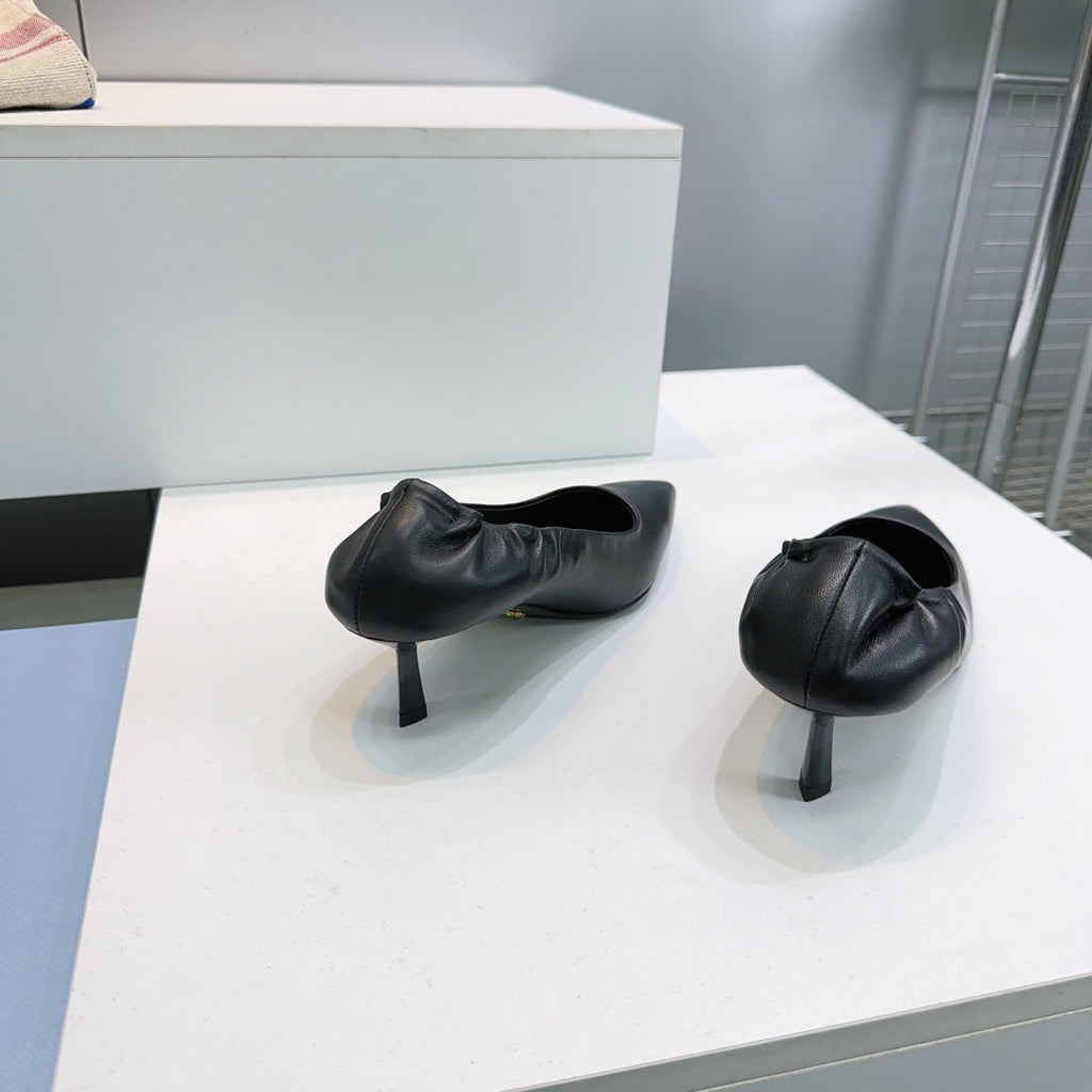 PRADA 26S PUMPS 55MM IN BLACK CALFSKIN