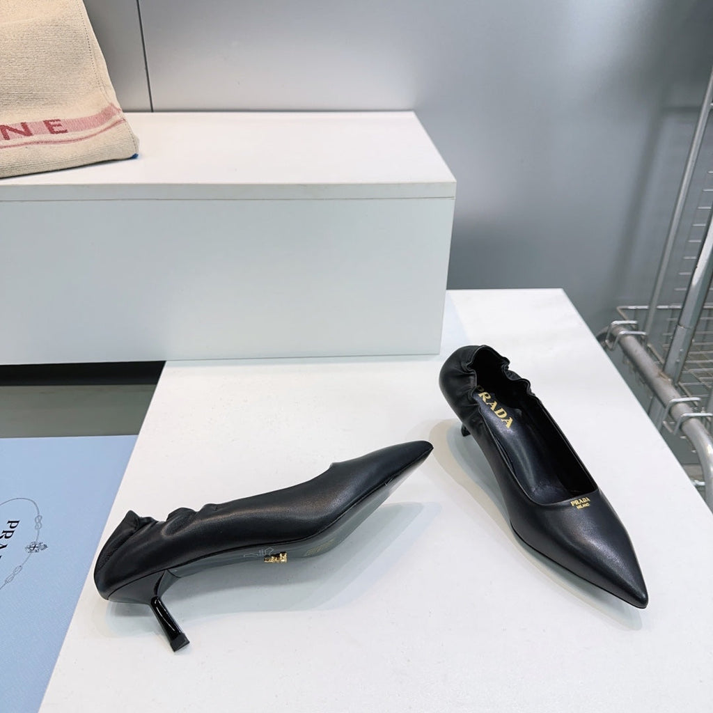 PRADA 26S PUMPS 55MM IN BLACK CALFSKIN