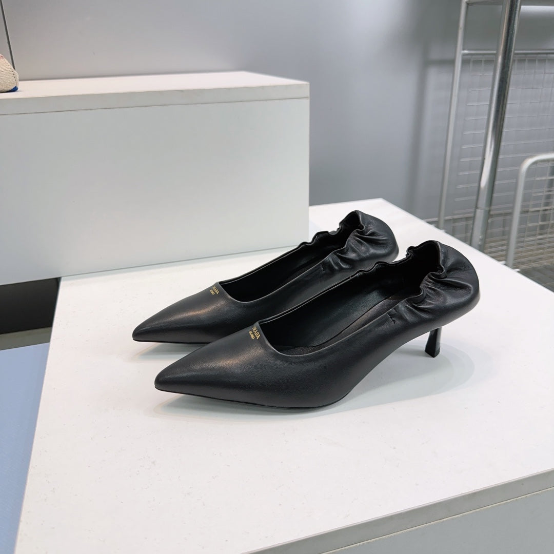 PRADA 26S PUMPS 55MM IN BLACK CALFSKIN