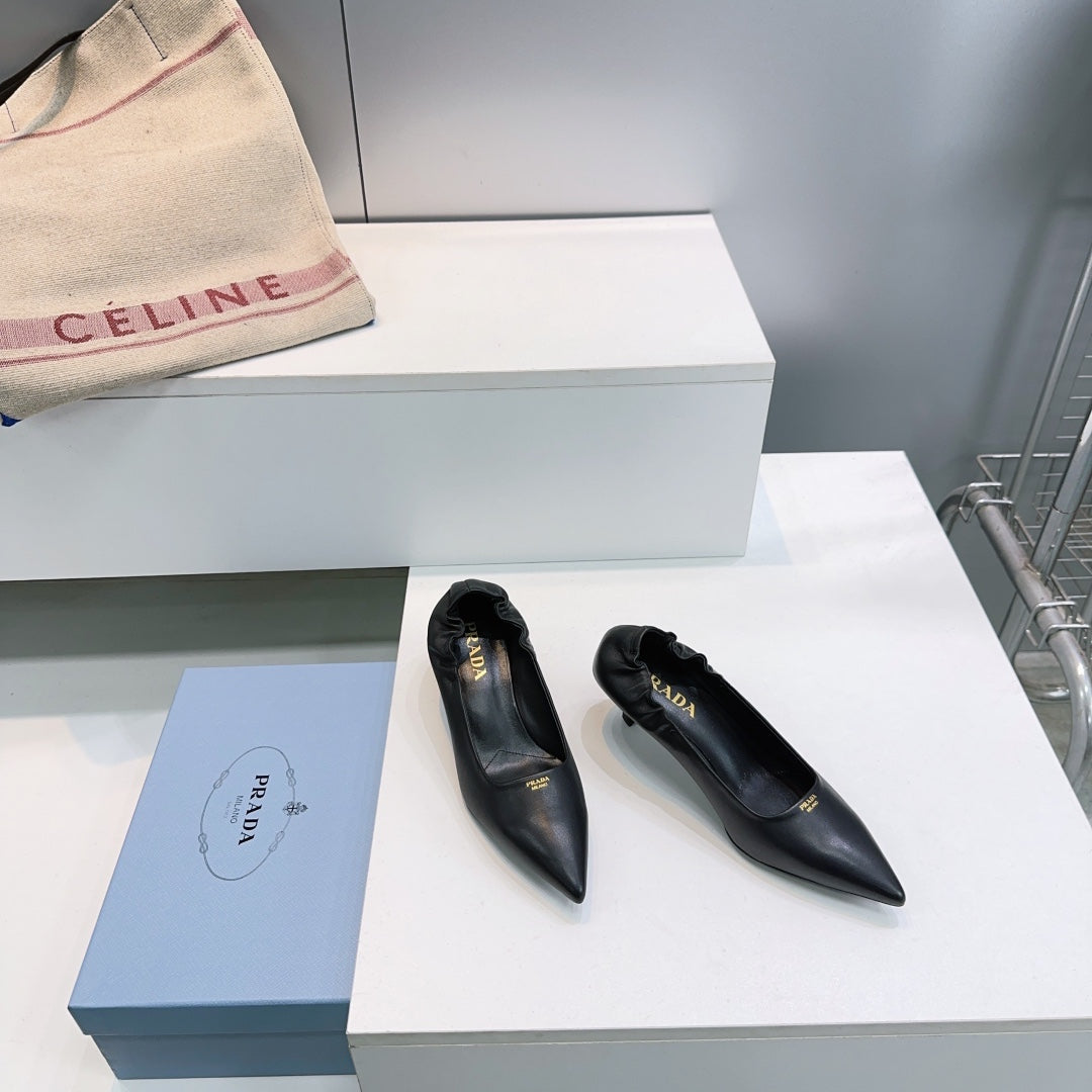 PRADA 26S PUMPS 55MM IN BLACK CALFSKIN