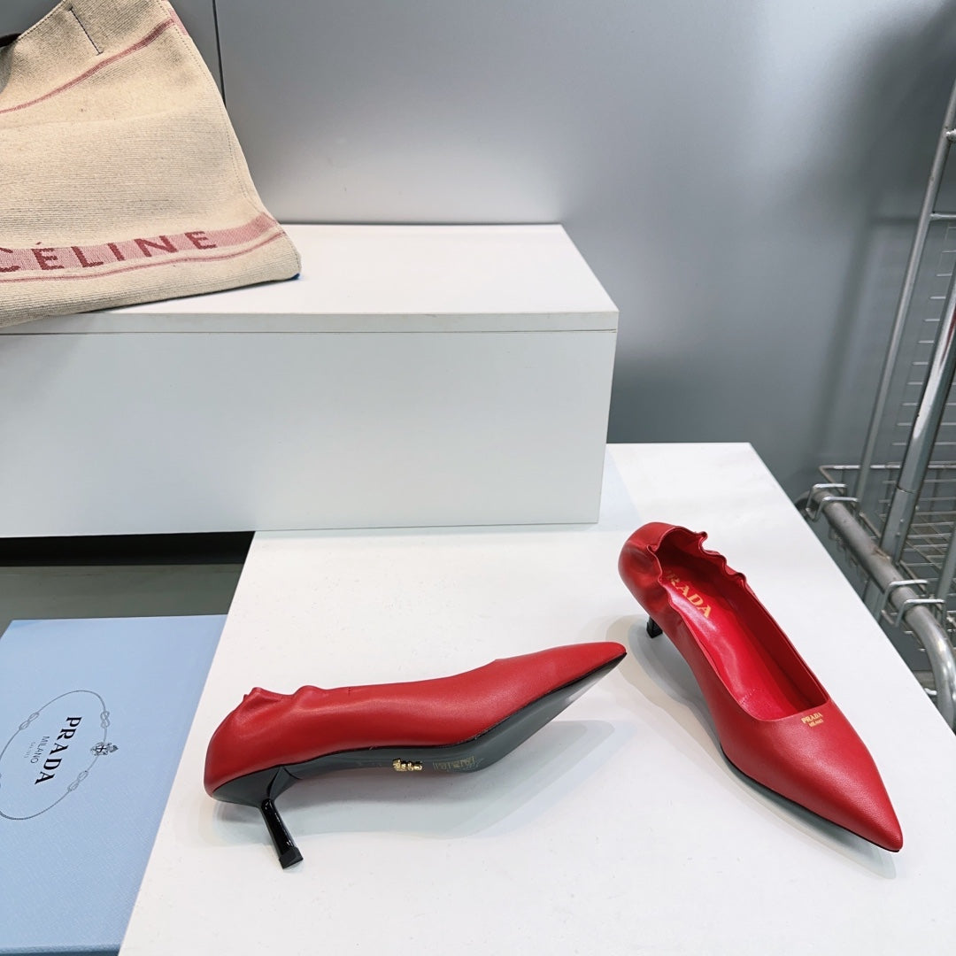 PRADA 26S PUMPS 55MM IN DARK RED CALFSKIN