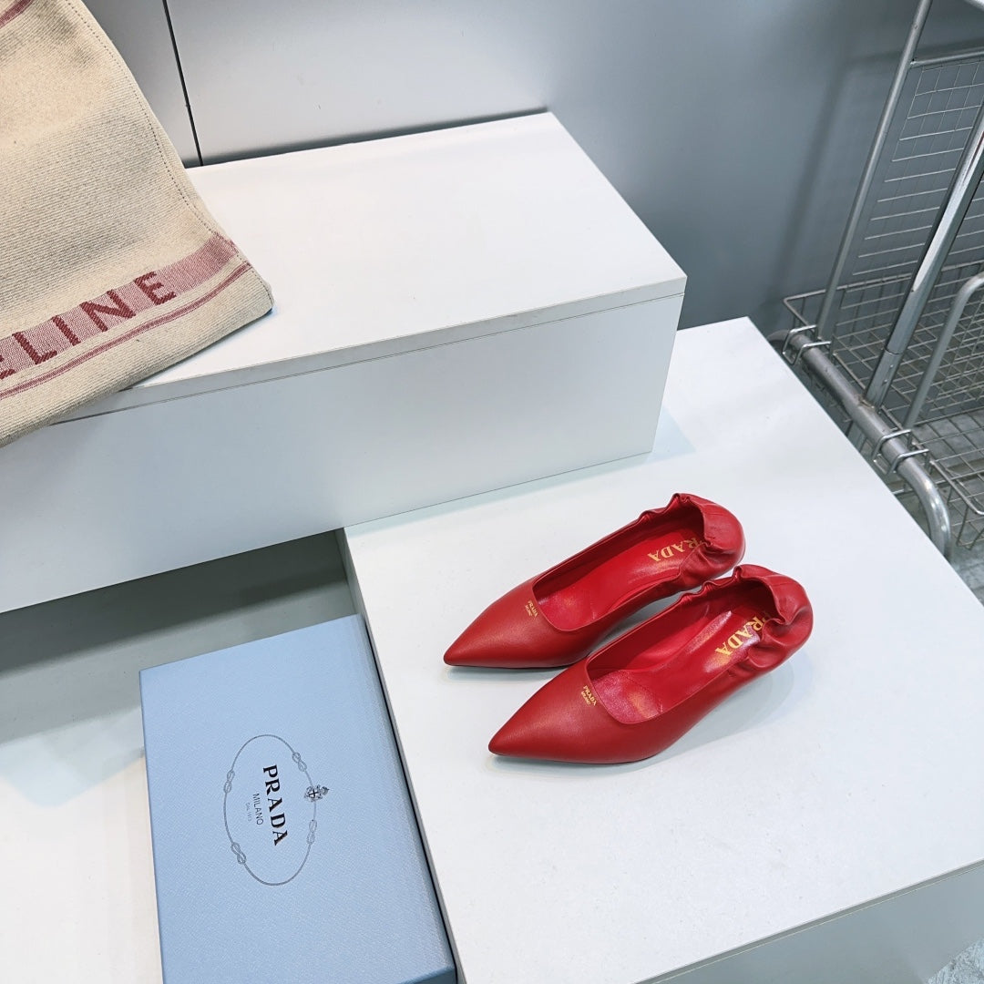 PRADA 26S PUMPS 55MM IN DARK RED CALFSKIN