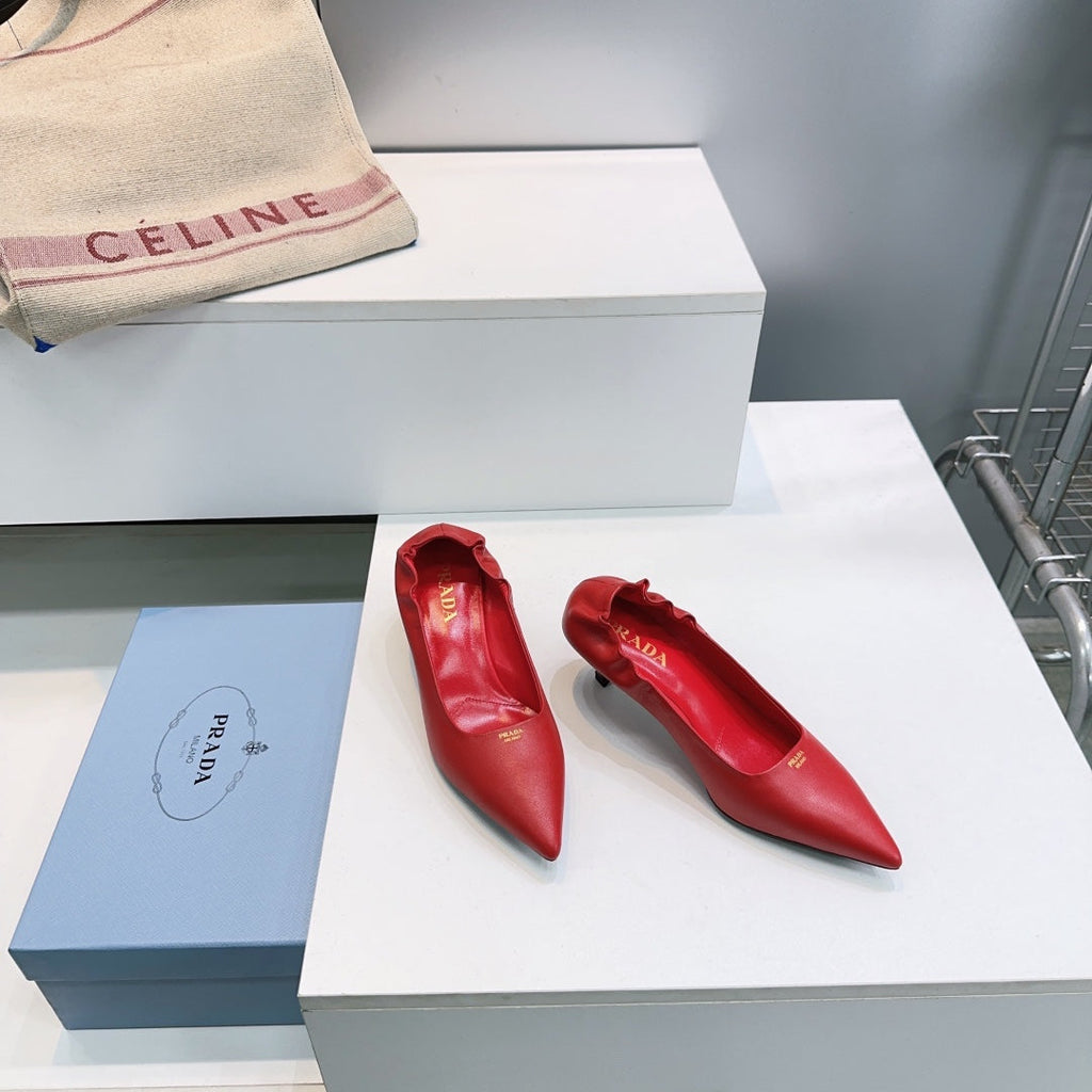 PRADA 26S PUMPS 55MM IN DARK RED CALFSKIN