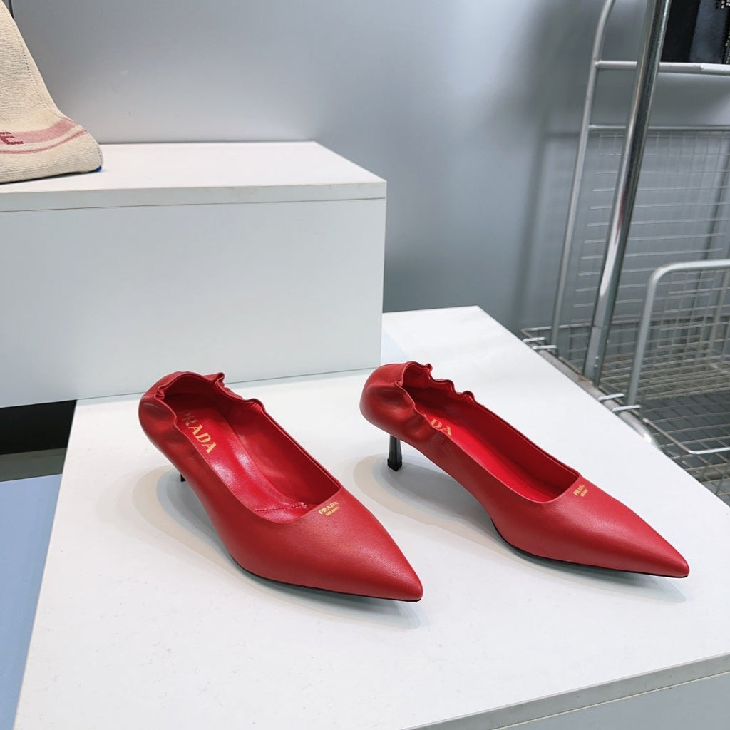 PRADA 26S PUMPS 55MM IN DARK RED CALFSKIN