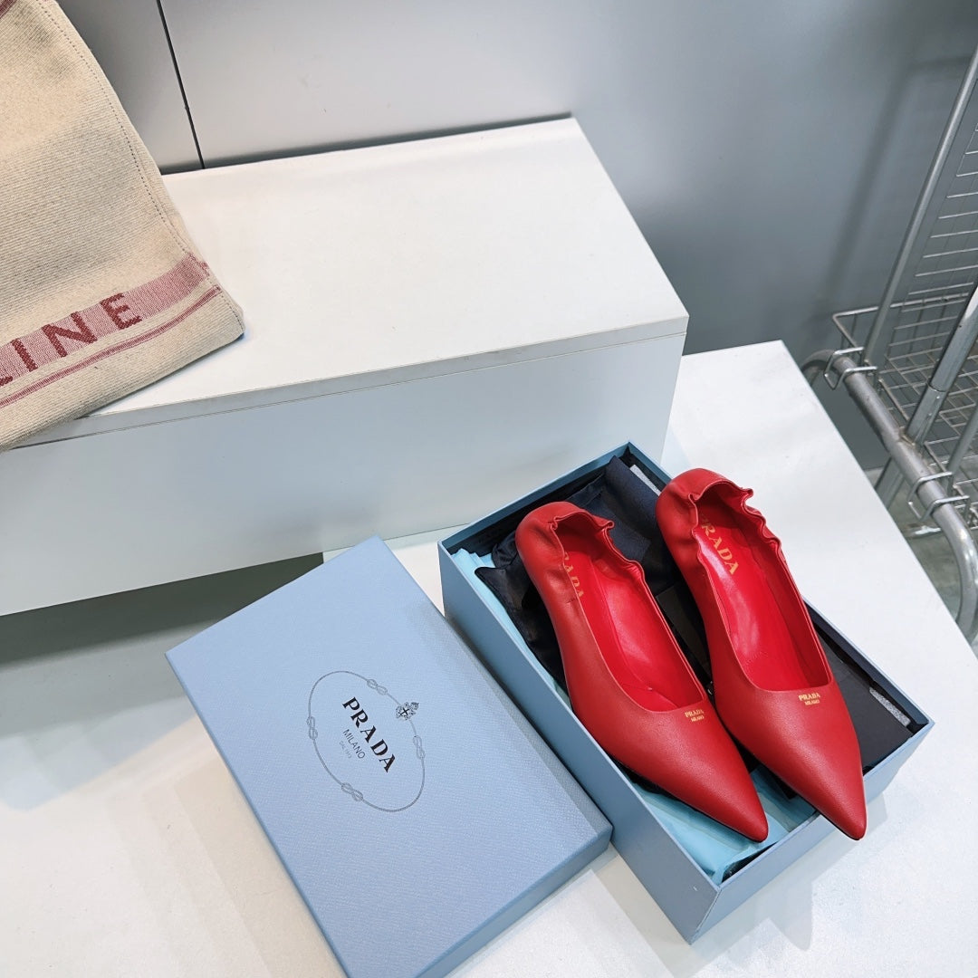 PRADA 26S PUMPS 55MM IN DARK RED CALFSKIN