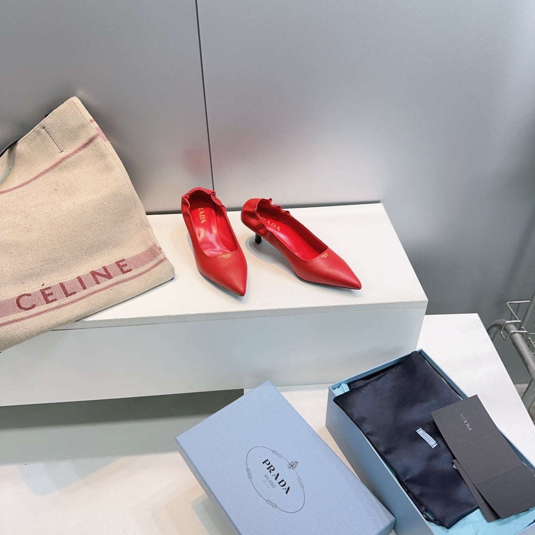 PRADA 26S PUMPS 55MM IN DARK RED CALFSKIN