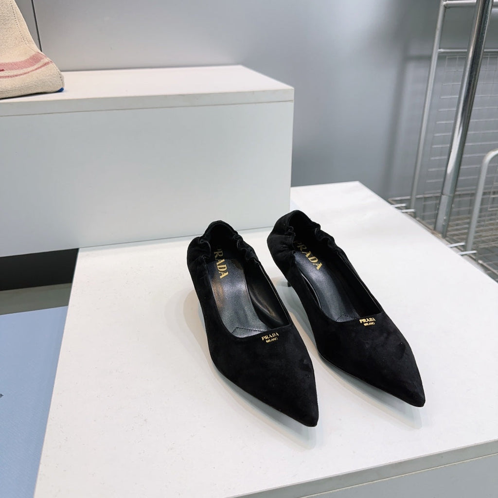 PRADA 26S PUMPS 55MM IN BLACK SUEDE