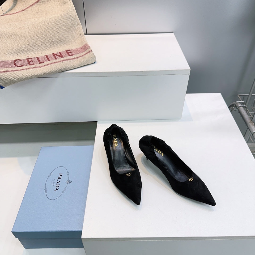 PRADA 26S PUMPS 55MM IN BLACK SUEDE