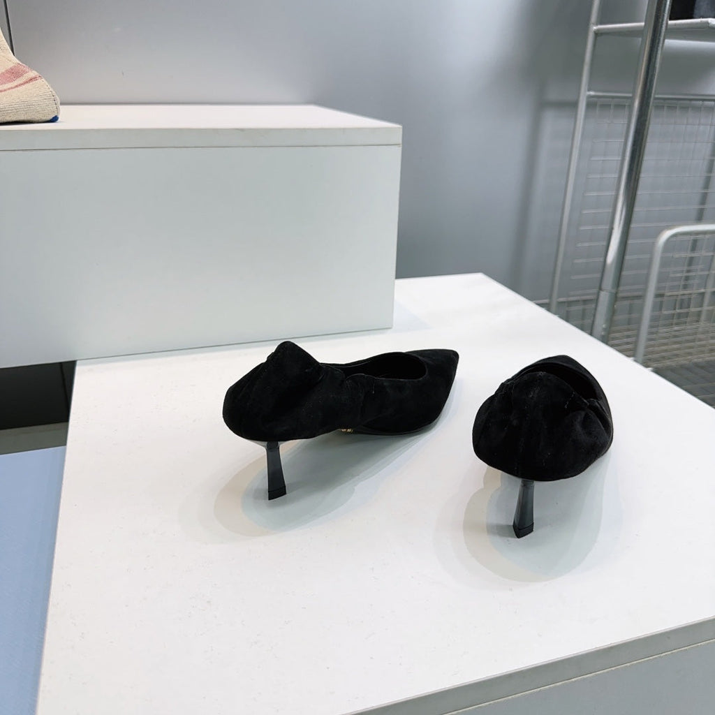 PRADA 26S PUMPS 55MM IN BLACK SUEDE